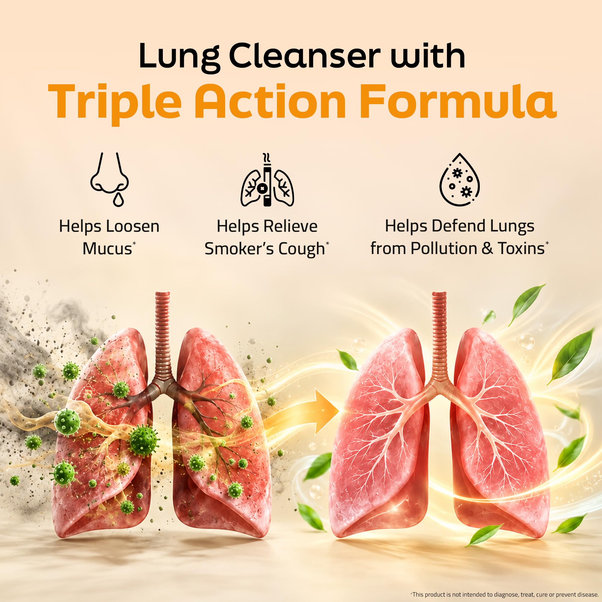 Auric Lung Detox Effervescent Tablets with NAC & 3 Ancient Herbs | Supports Lung Health & Antioxidant Defence | Daily Respiratory Wellness | Orange Flavour | 80 Tablets — Amazon image 3