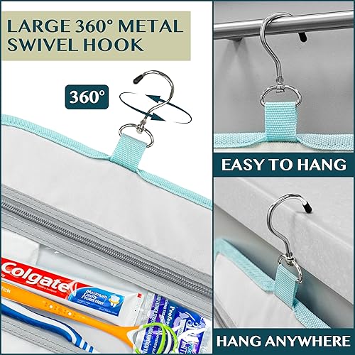 Miniatura 5 de PAVILIA Neceser colgante de viaje para mujeres y hombres, kit de bolsa de maquillaje de gran capacidad, estuche organizador de almacenamiento de