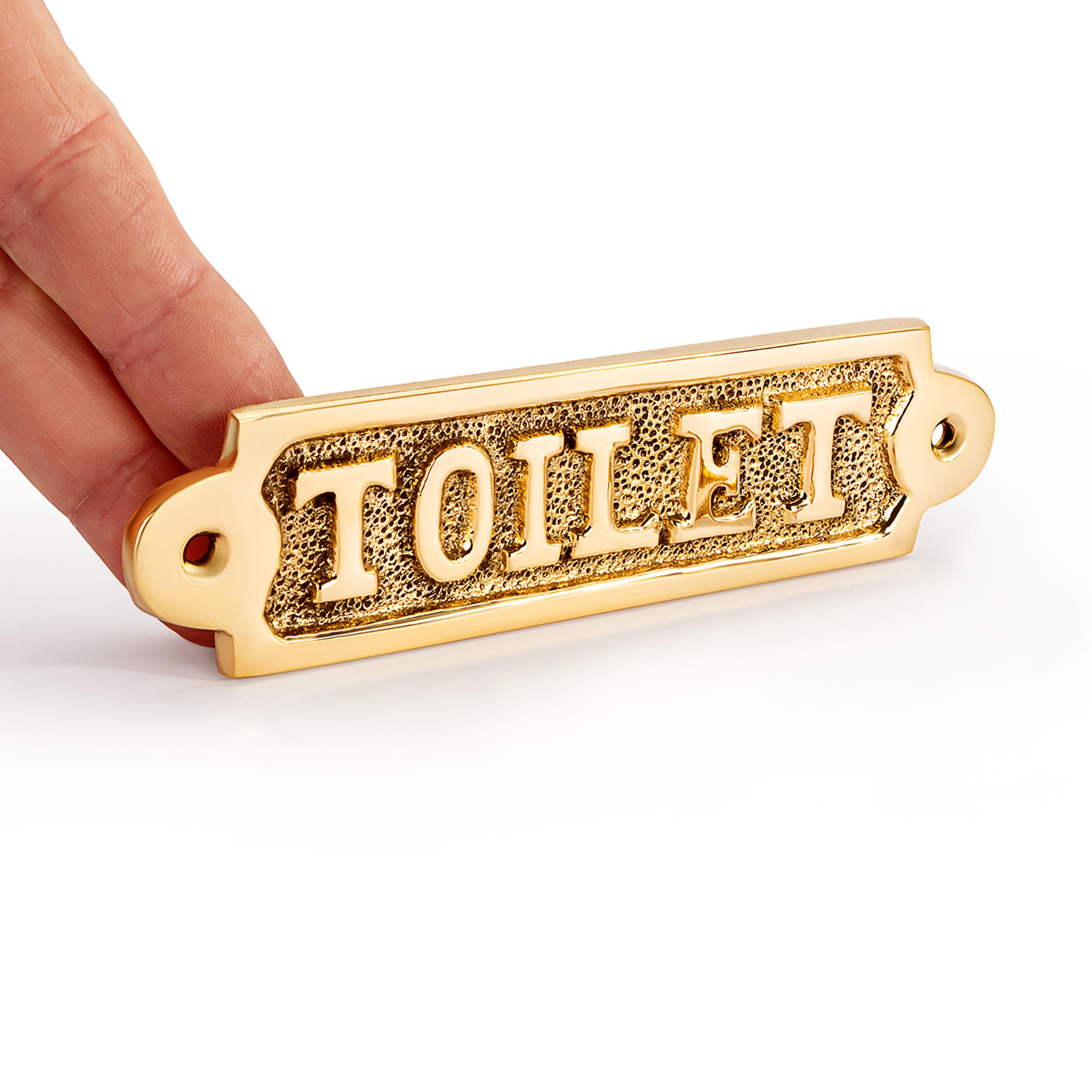 NKlaus Toilet Door Sign Brass Gold Toilet Sign 14 x 4 cm Toilet Decoration Signs 11762, Gold colour, standard size - Image 2