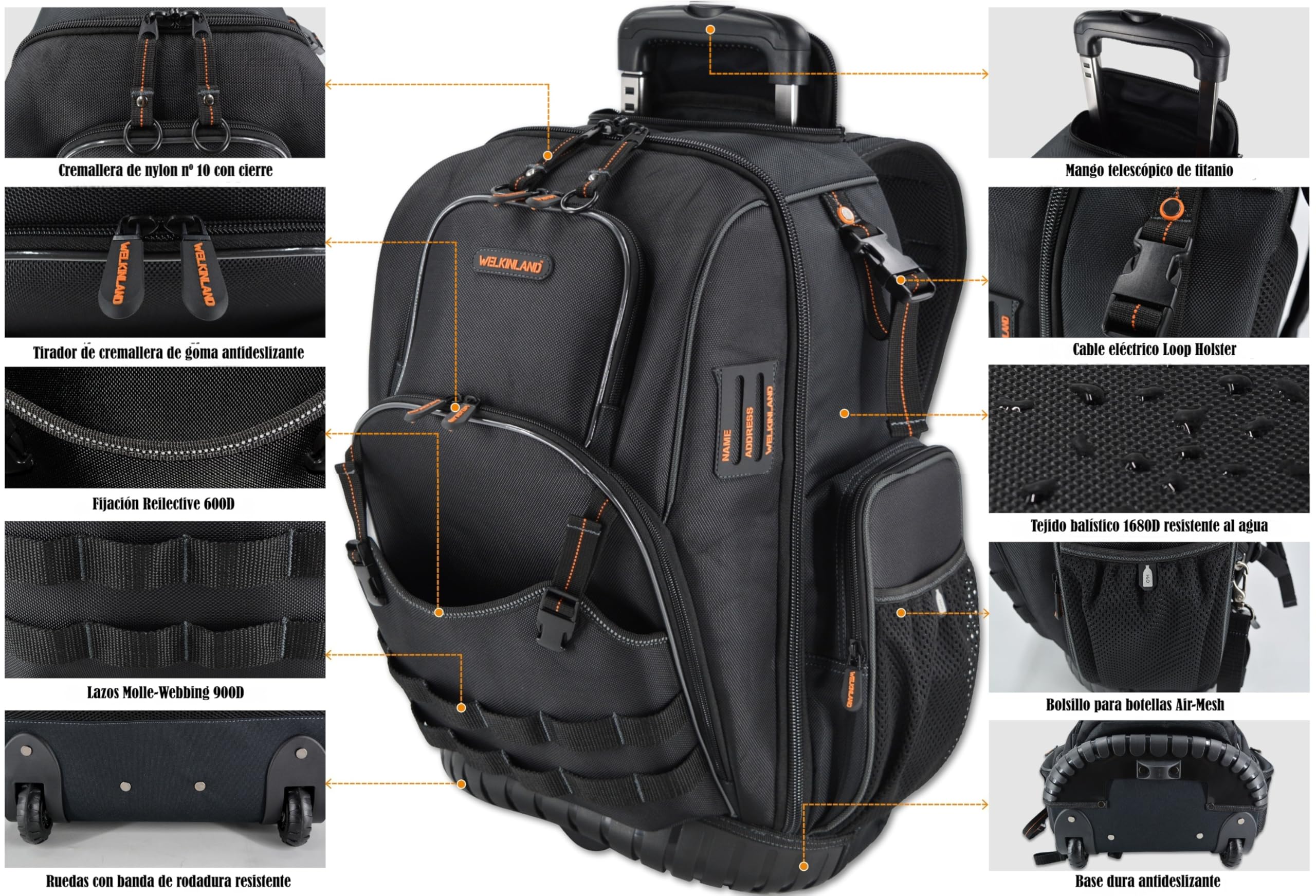 Mochila de Herramientas Con Ruedas de 72 Bolsillos, Bolsa Grande de Electricista Para Hombre