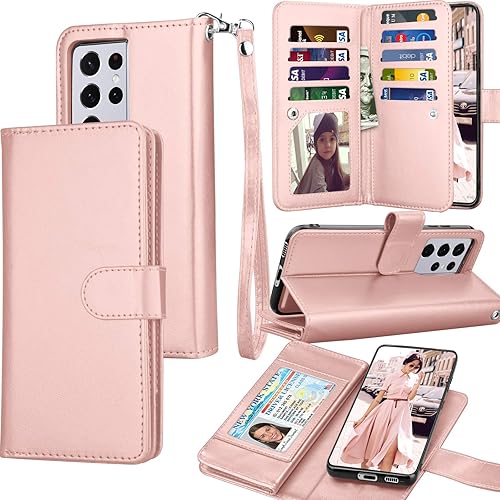 Tekcoo Funda tipo cartera para Galaxy S21 Ultra, piel sintética de lujo, para tarjetas de crédito, con ranuras para tarjetas de crédito, funda disponible en Yaxa Mexico