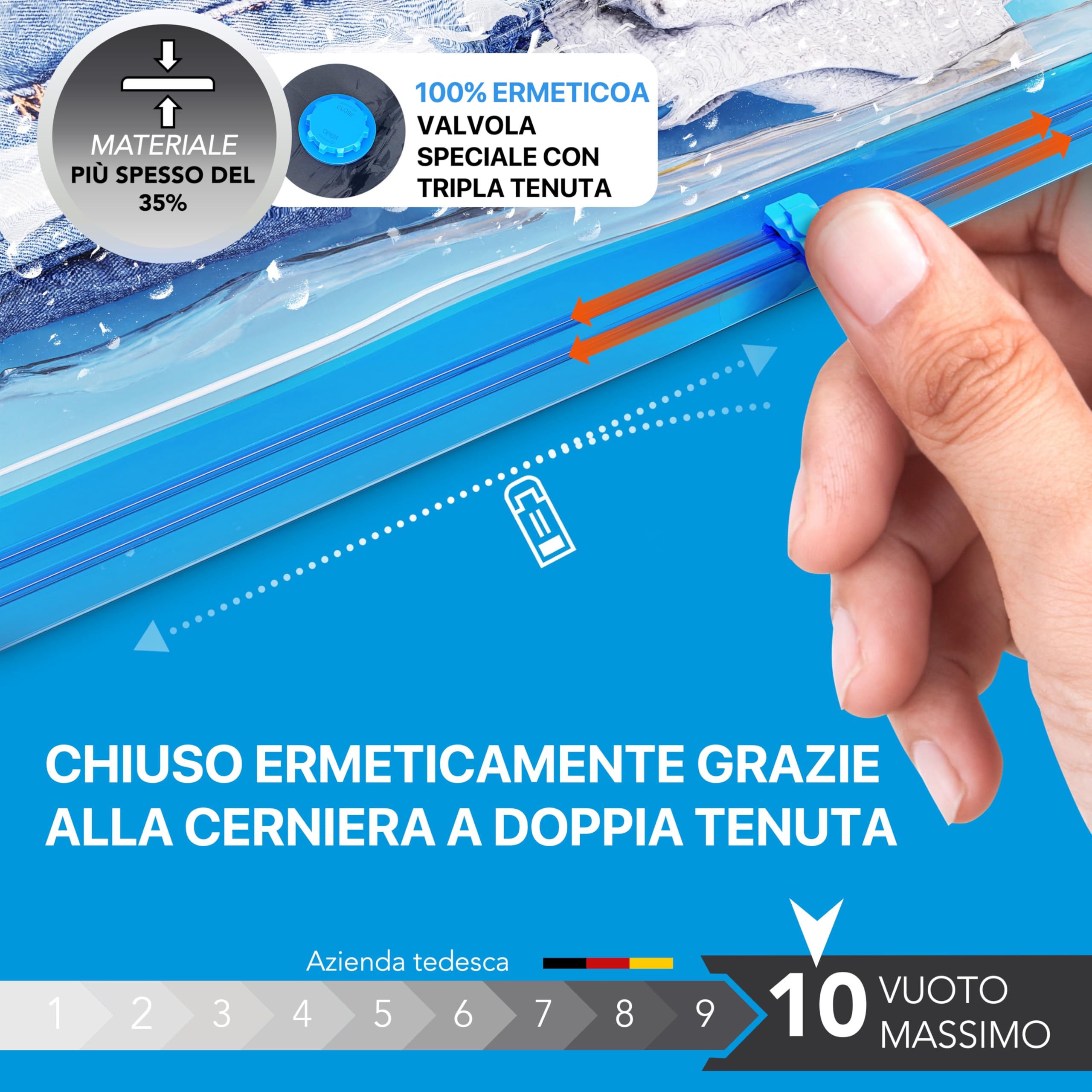 SilverRack Set di Sacchetti Sottovuoto [6 Pezzi] in 2 Misure (3x 60x80 cm / 3x 80x100 cm) - Per Abbigliamento e Piumini