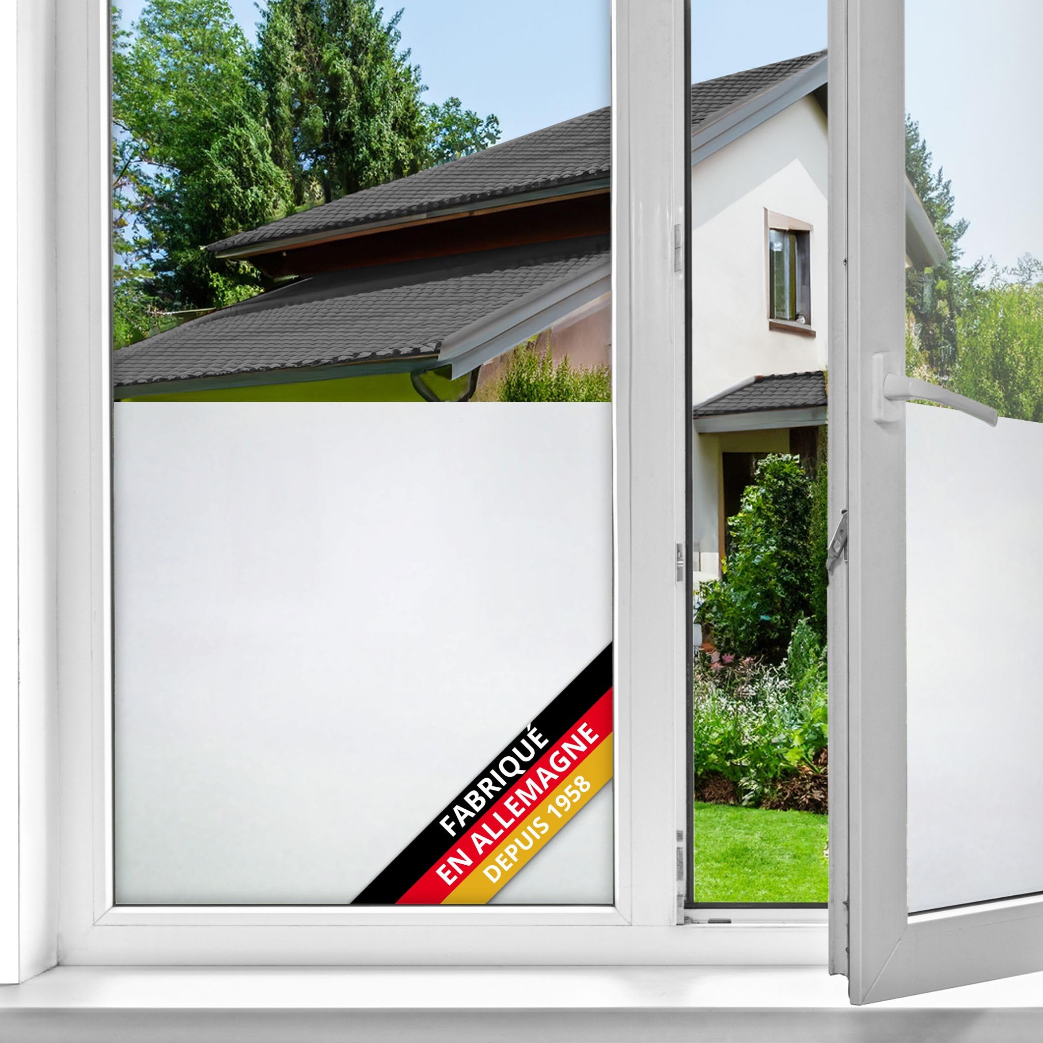d-​c-​fix film pour fenêtre anti regard Gel 45 cm x 1,​5 m – film occultant statique pour vitres à motif moderne – adhérence statique, opaque, décoratif