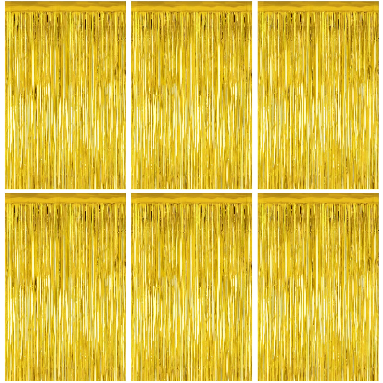 Quelcc 6 Pack Tinsel Curtains, 3.28ft x 6.5ft Foil Curtain Decorations, Foil Fringe Curtain Reusable Glitter Backdrop for Birthday Graduation Wedding Engagement (golden) โ image 1