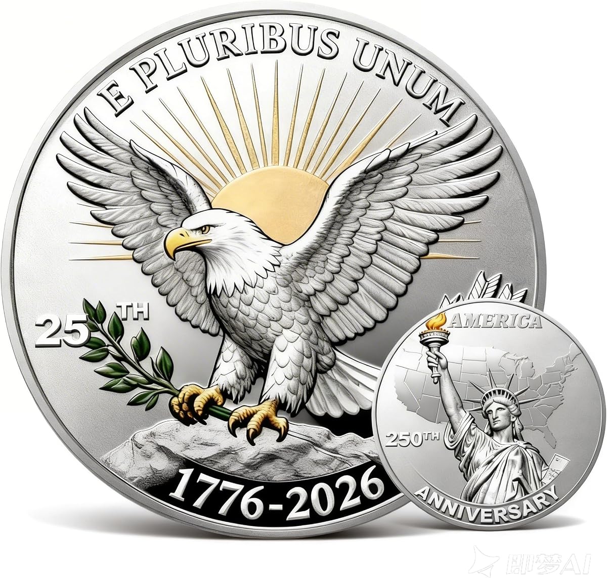 250th Anniversary Independence Challenge Coin 1776–2026 – Double-Sided Relief Statue of Liberty & Eagle Design, Commemorative for History Enthusiasts, Coin Collectors, Gifts & Historical Memorabilia