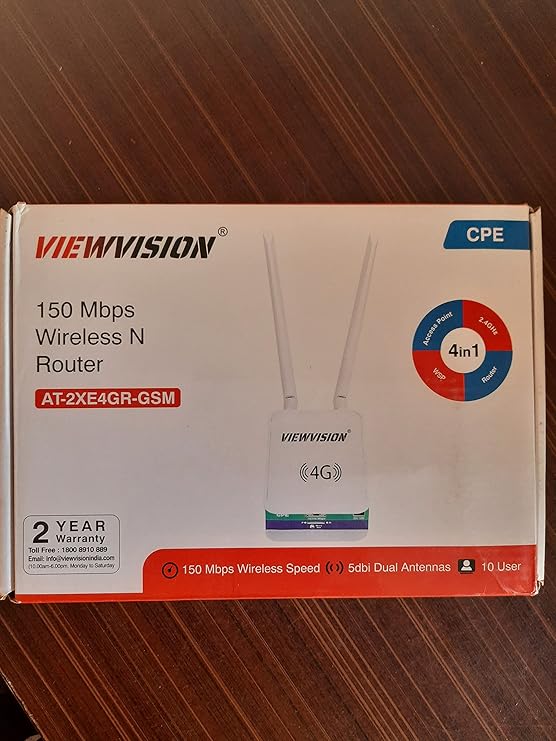 VIEWVISION 4G Router, Dual Antenna, 150mbps, All Sim Supported Jio,VI