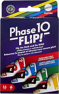 Comprar Mattel Games Phase 10 Flip Juego de cartas de los creadores de UNO, juego de mesa familiar con cartas de doble cara, y fases especiales de colores, juguete regalo para niños y niñas +7 años, HYN12