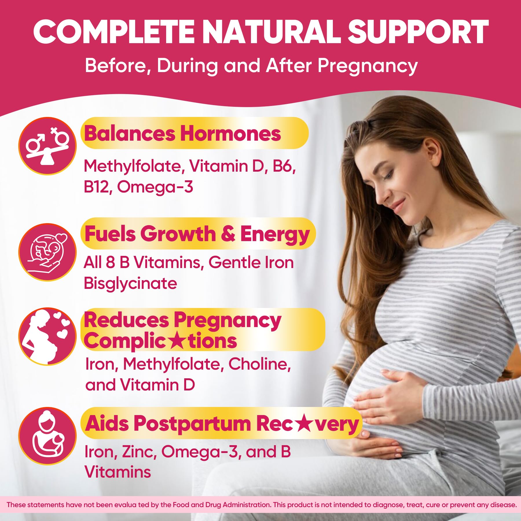 Prenatal Vitamins for Women Gummies, Methylfolate 1mg, Vegan Omega 3 DHA — Amazon image 4