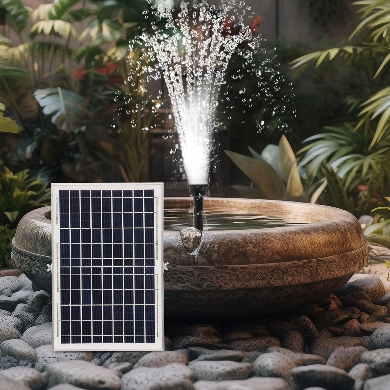 Fontana solare per laghetto 1000 l/h 17 V 10 W pompa per giardino BG100159