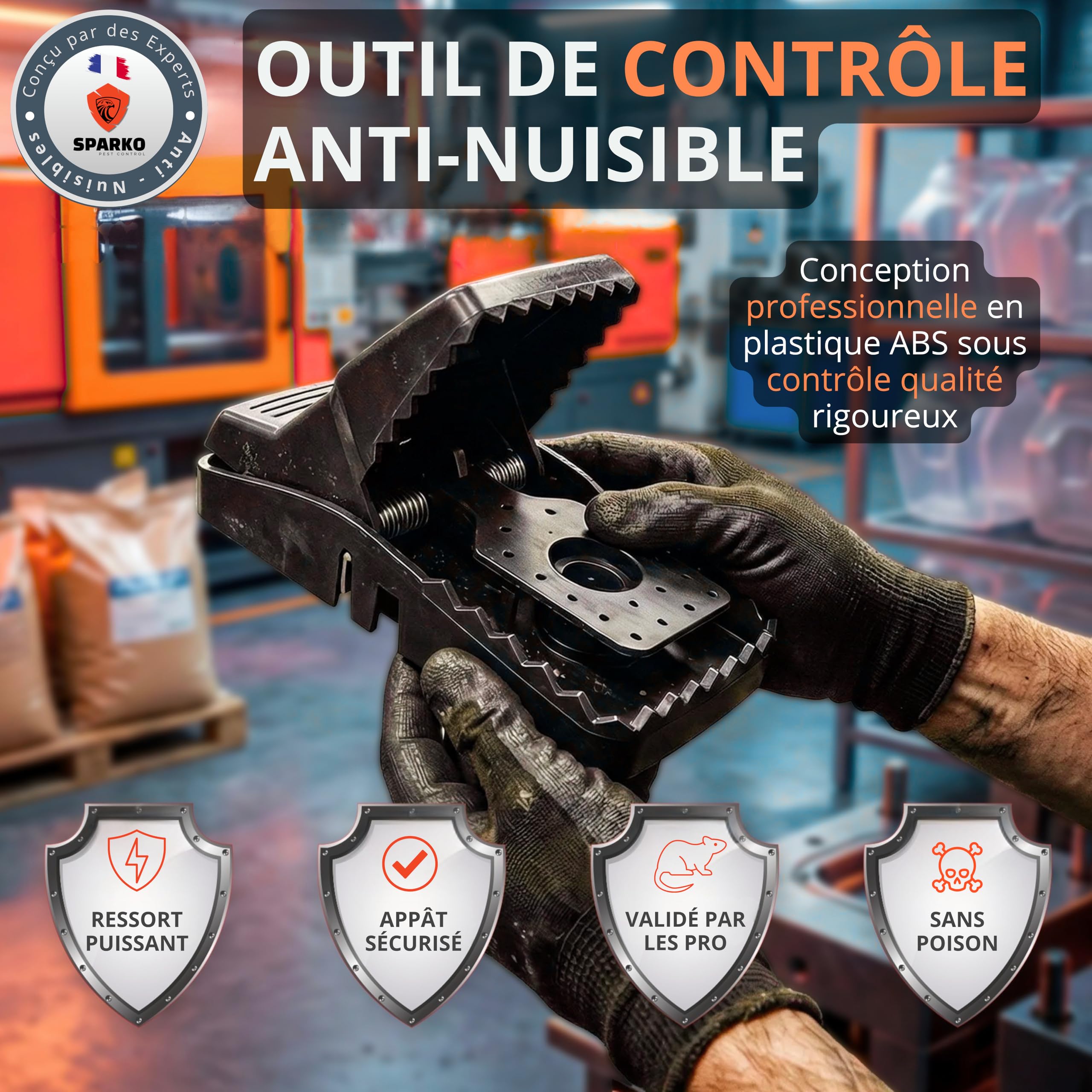 SPARKO Piège à Rat XXL (Lot de 2) - Piege a Rat Professionnel prêt à l’Emploi - Piege a Souris Non Toxique - tapetteà Souris Puissante - Anti Souris intérieur/extérieur - tapette à Rats