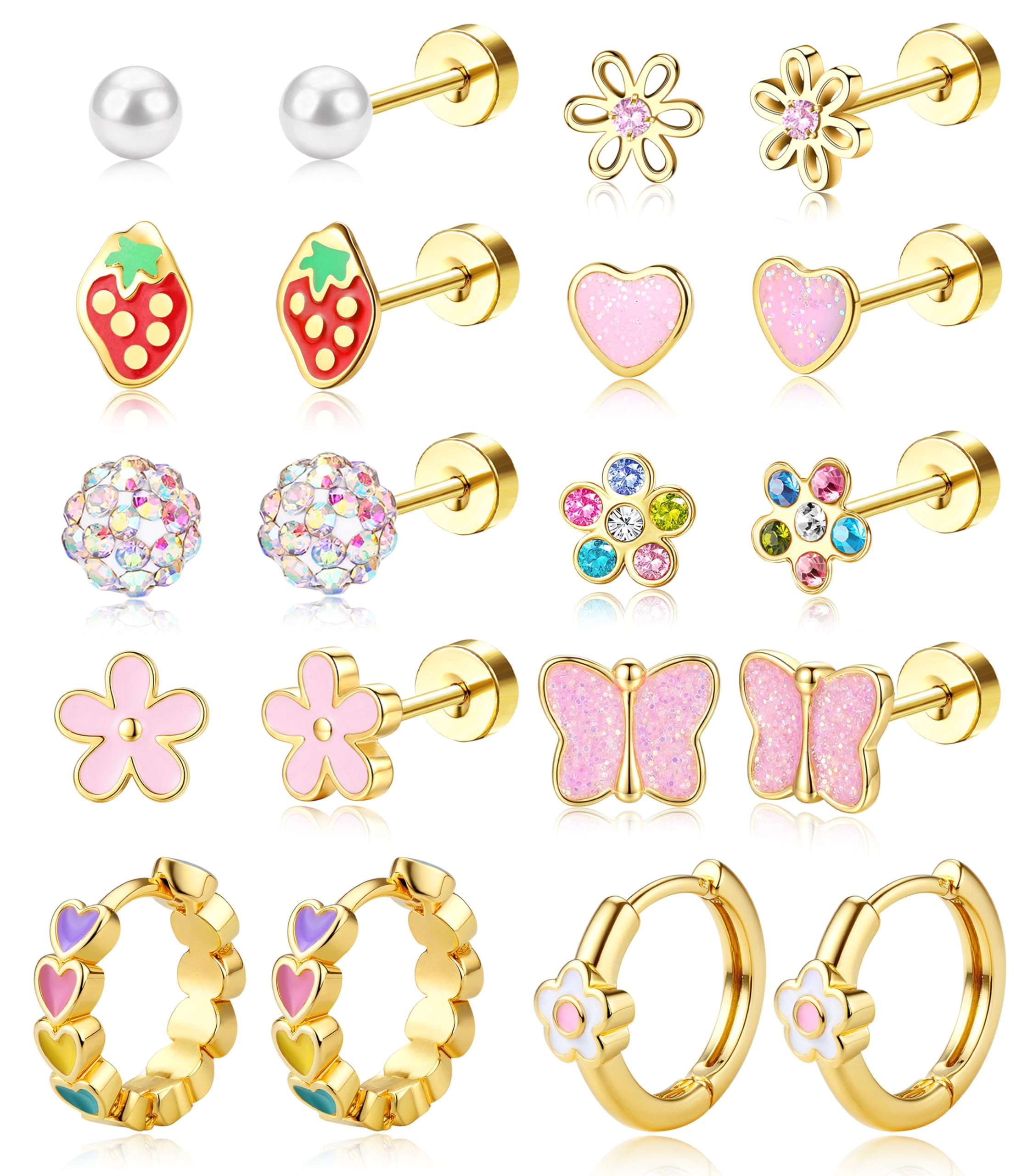 SAILIMUE Hypoallergenic Flat Back Earrings for Girls Kids Toddler Women