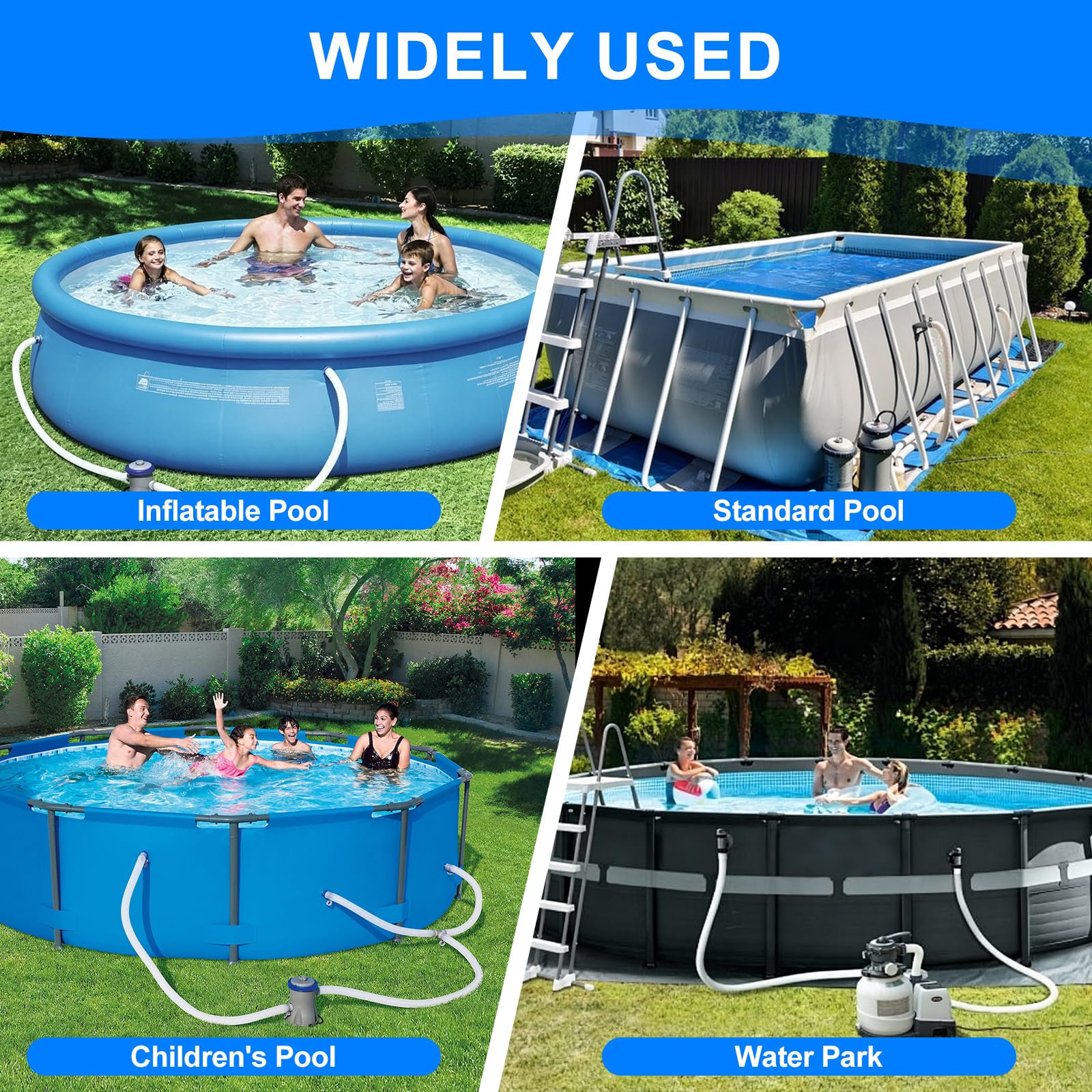 Lot de 2 Tuyaux Pour Piscine Hors-Sol 32mmx150cm, Kit de Tuyau de Piscine En PE Comprenant 4 Colliers de Serrage Métalliques de Sécurité, 2 Adaptateur de Tuyau,1 Ruban d'Étanchéité,1 Tournevis