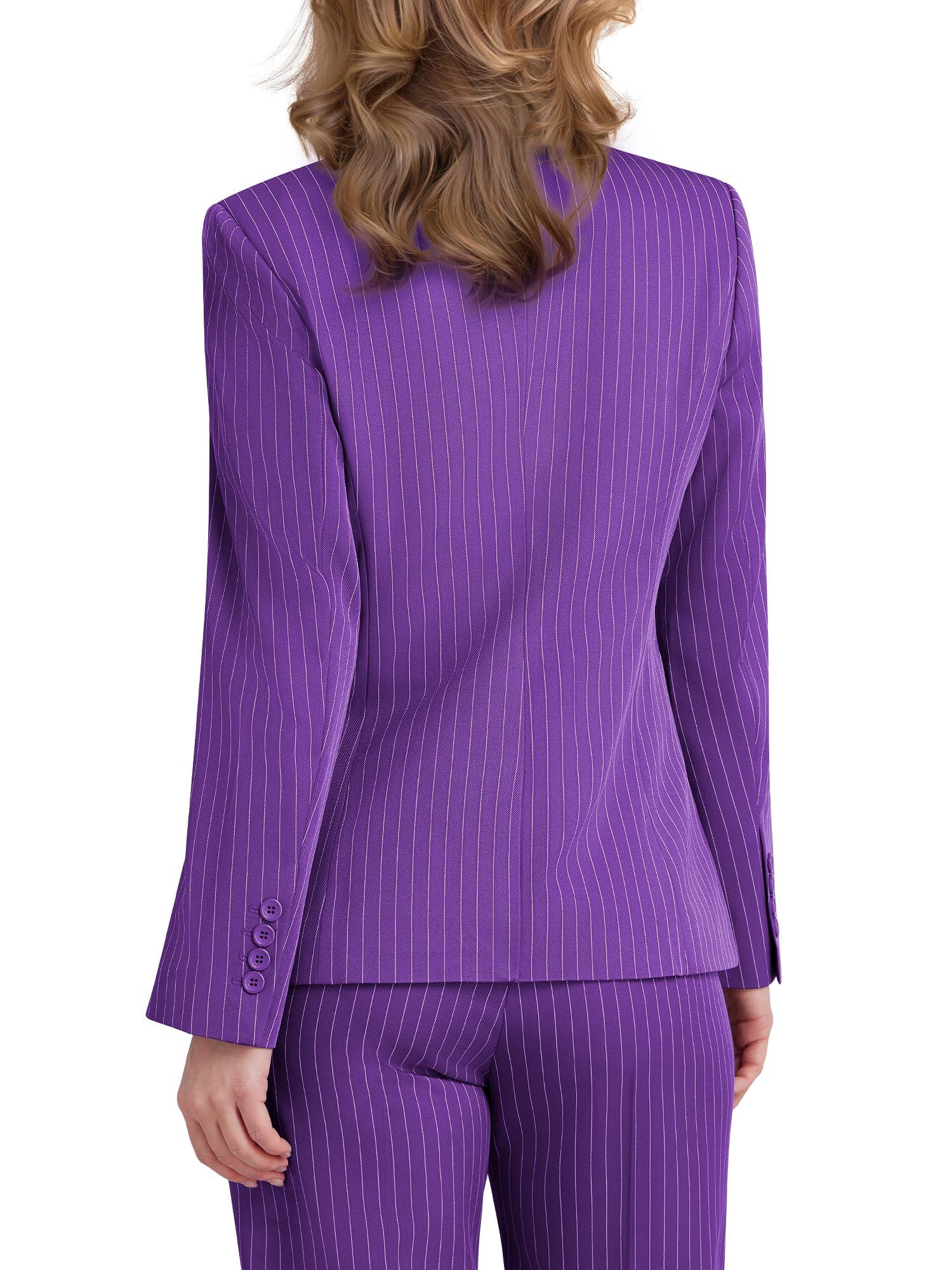 Kelyaa Completo da donna, 3 pezzi, a righe, con un bottone, slim fit, giacca e pantaloni professionali