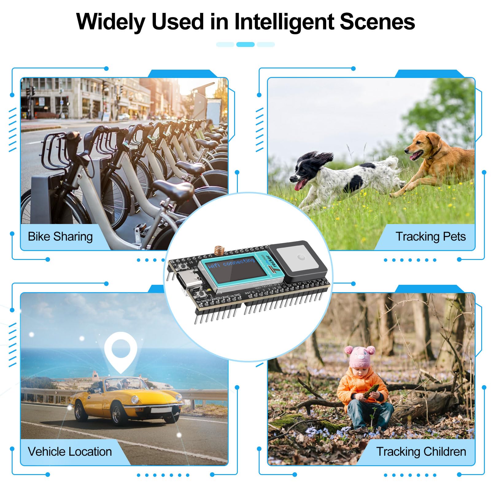 Seamuing Wireless Tracker Integrado UC6580 SX1262 863 928MHz Lora WiFi Bluetooth, Soporte GPS GLONASS Galileo, Tarjeta de Desarrollo ESP32 con Pantalla LCD para Arduino Escena Inteligente