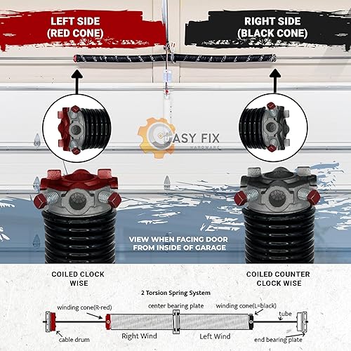 Miniatura 2 de Muelles de torsión para puerta de garaje, 234 x 2 x 25 pulgadas, para reparación de puertas de garaje, para el lado izquierdo y derecho de la puerta