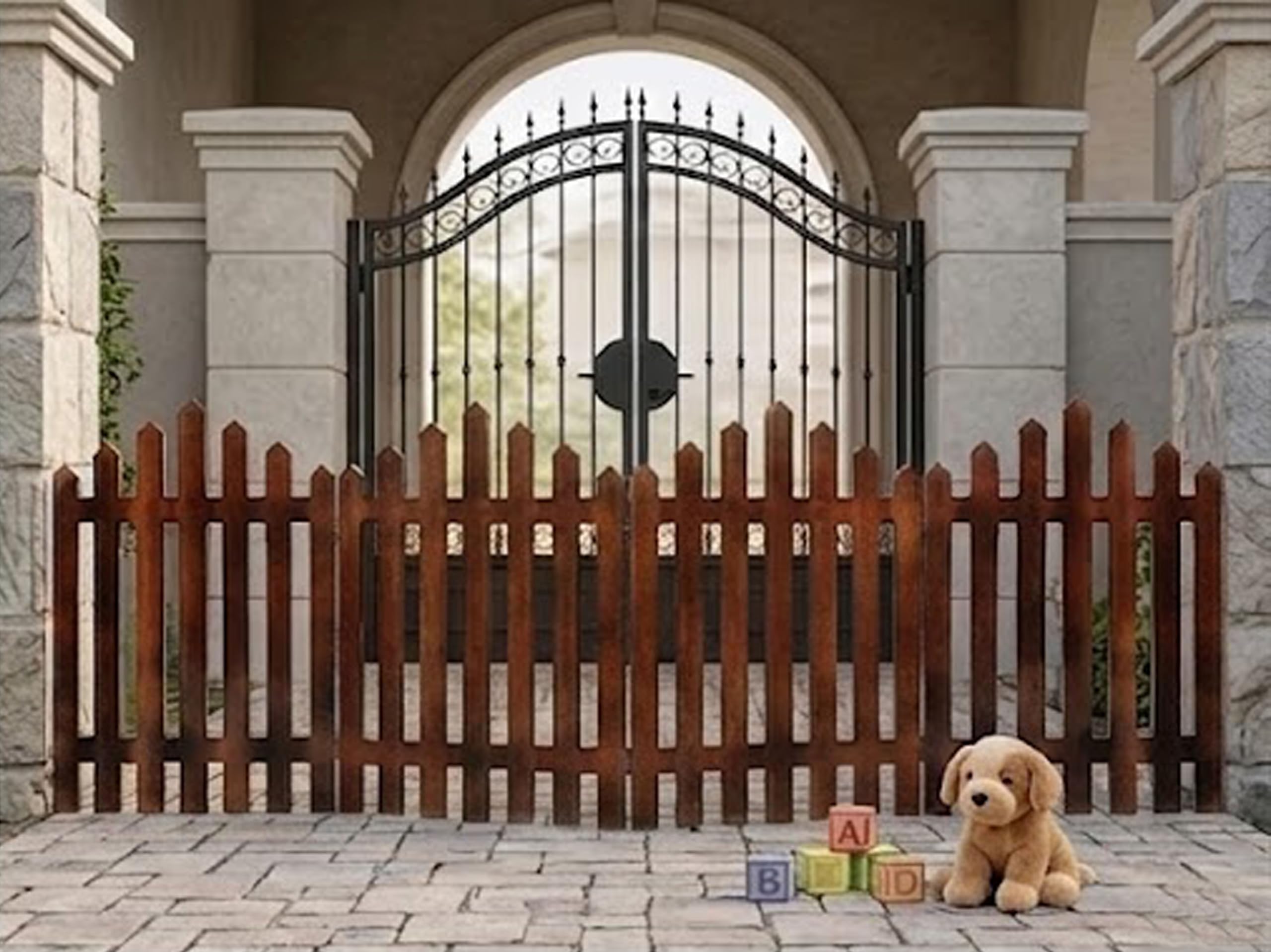 Wooden Freestanding Foldable Dog, Cat, and Baby Safety Partition | Indoor, Outdoor Pets Puppy Safety Fence for Stairs, Bedroom, Main Gate, Kitchen, or Other Hazardous Areas (Brown, 4 Panel D3)-image-39