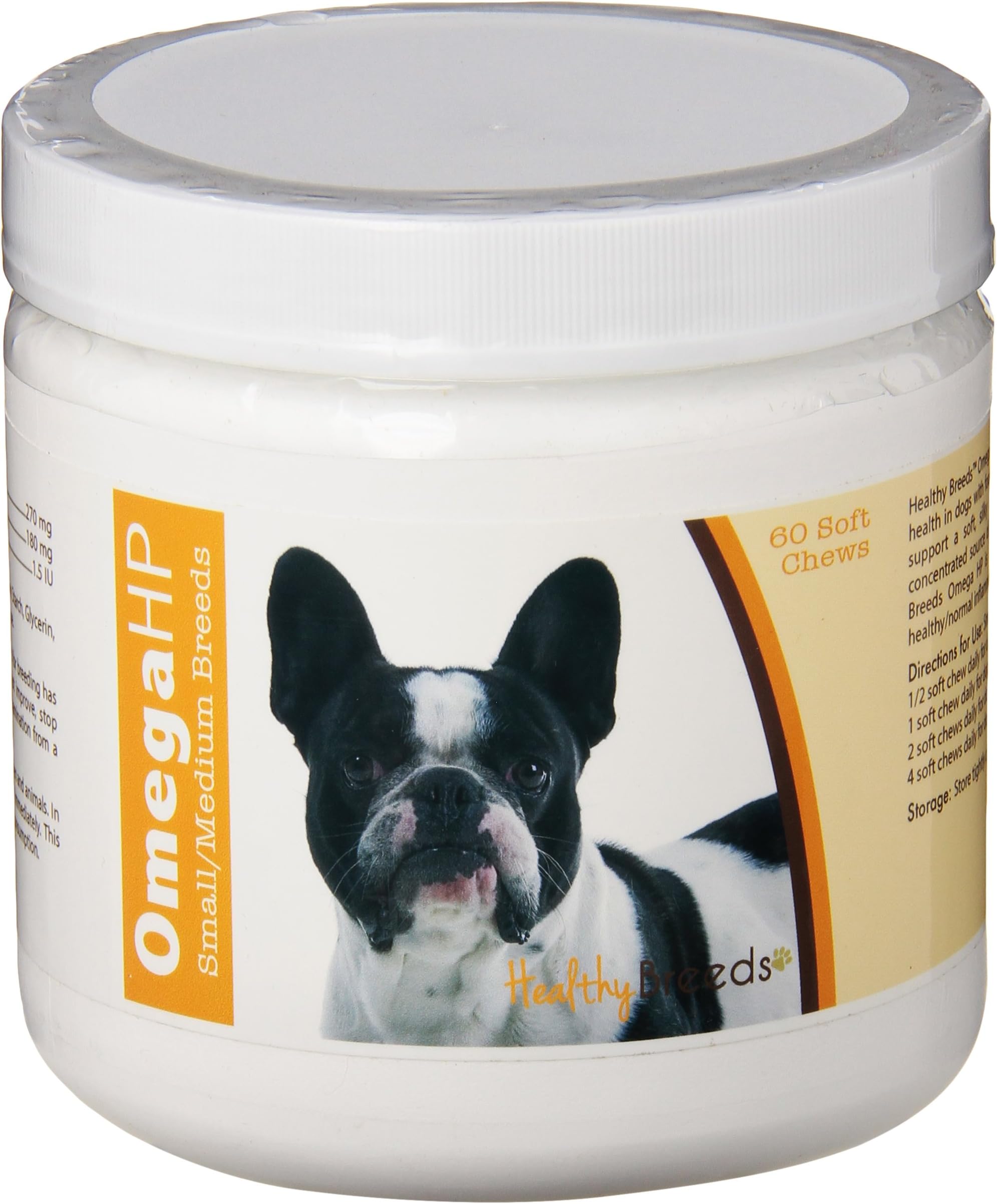 French Bulldog Omega HP Fatty Acid Skin and Coat Support Soft Chews 60 Count