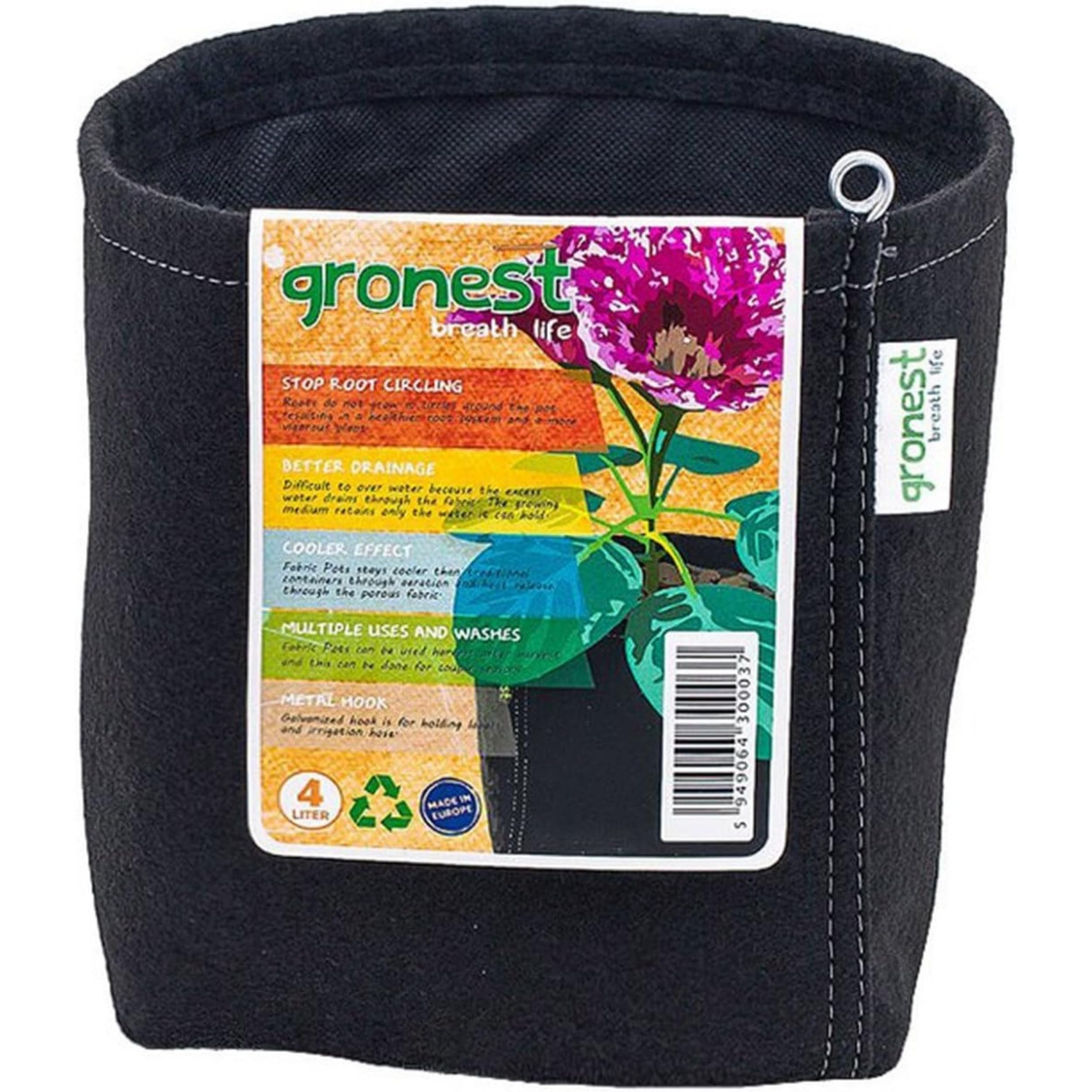 Texpot - vaso in tessuto nero - 15l - geotessile