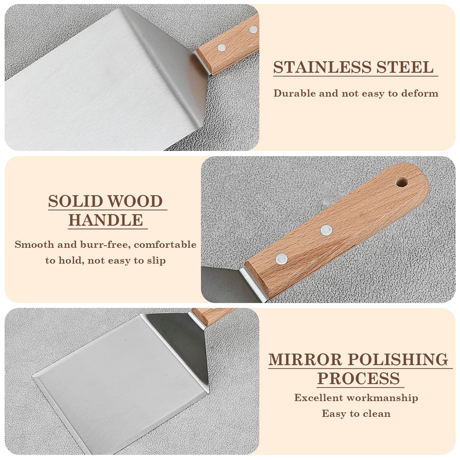Set di Spatole per Griglia, Spatola Plancha, Raschietto per Impasto, Barbecue Spatola Accessori Ideale per Teppanyaki Campeggio, 3 pezzi