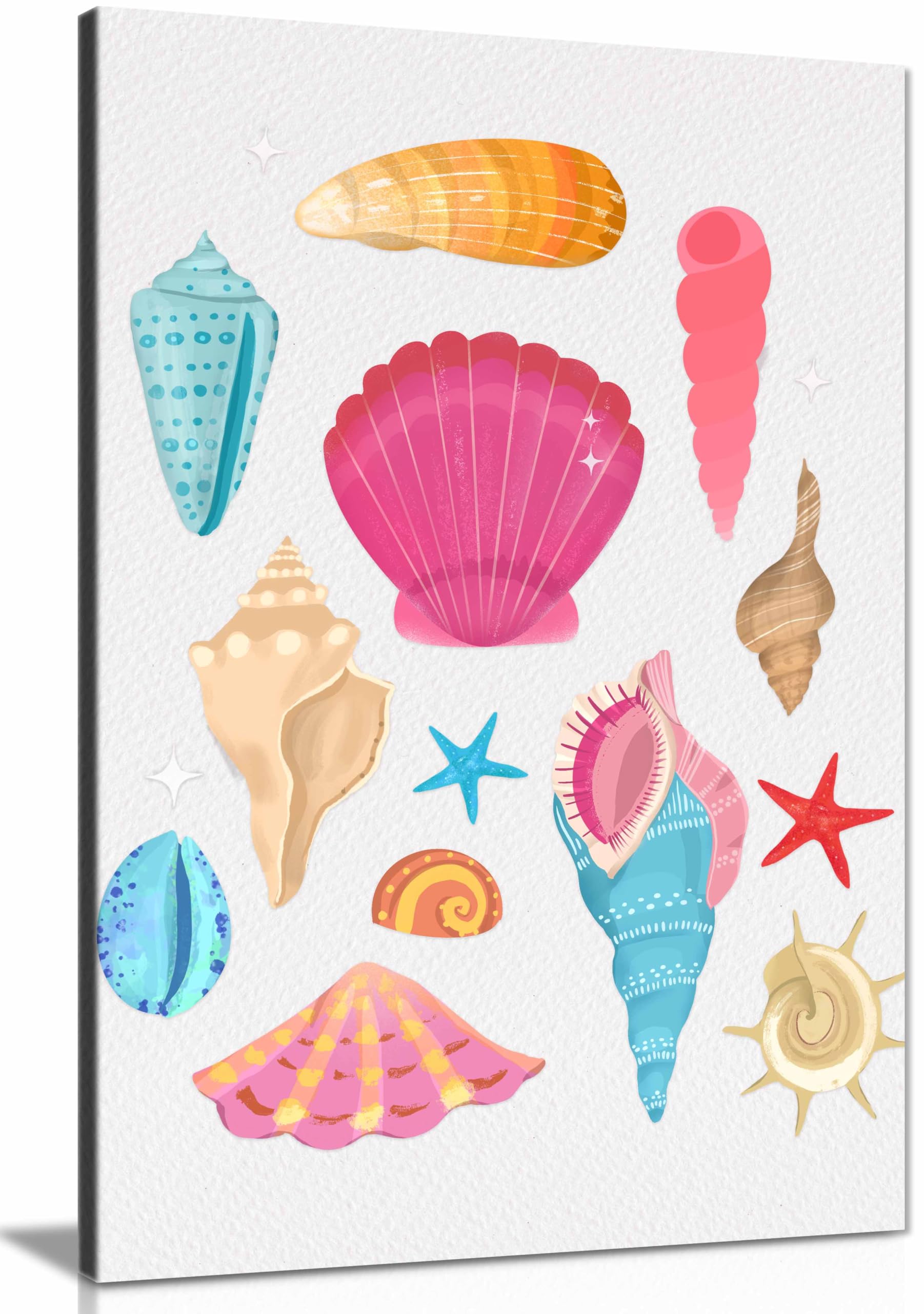 Panther Print Framed Canvas Seashells Print, Pictures For Home Walls, Bedroom, Living Room & Bathroom Decor 31X20cm (12X8in)