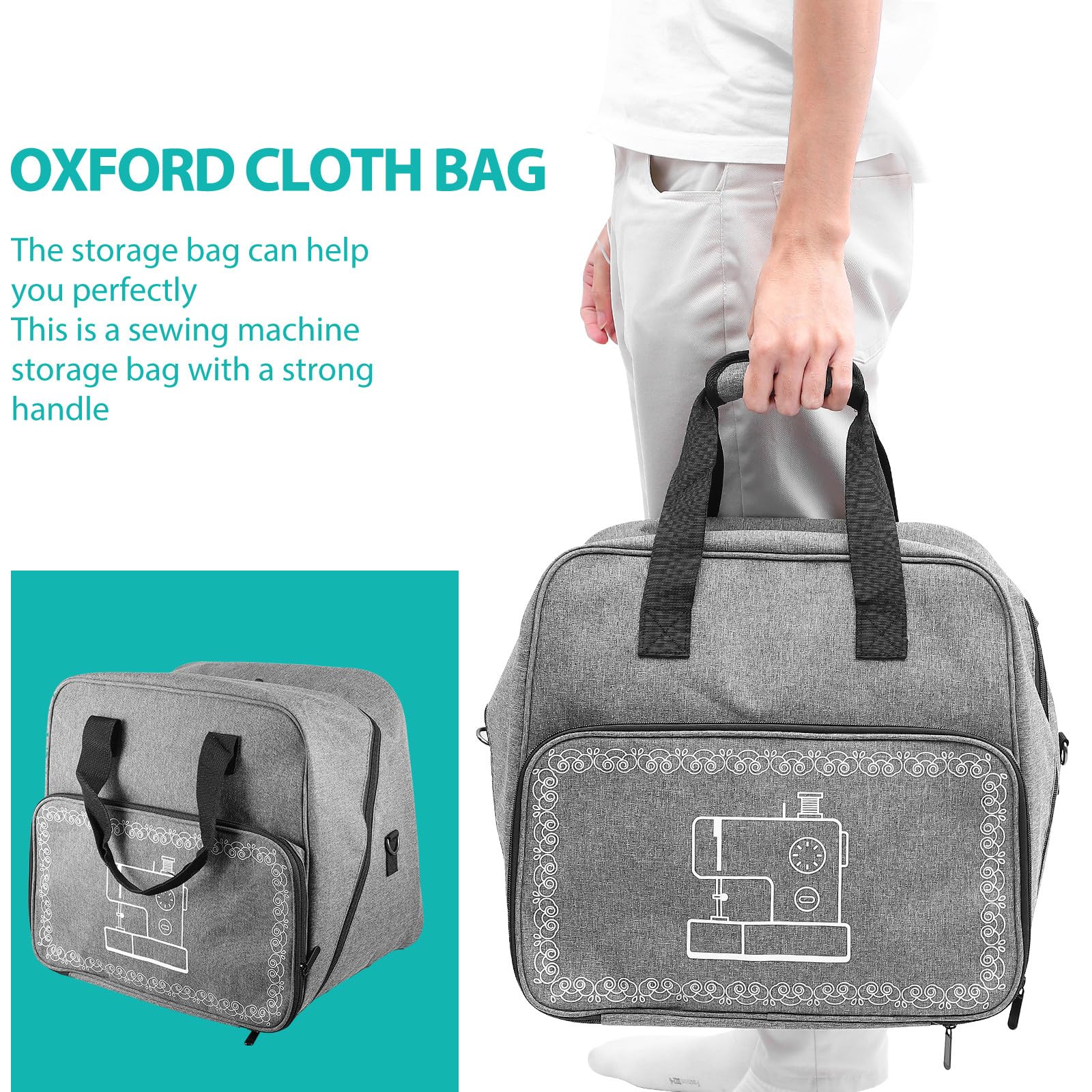 Borsa Porta Macchina da Cucire Oxford 600d Ampio Apertura e Grande Capacità per Proteggere la Macchina da Cucire Durante Viaggi All'aperto