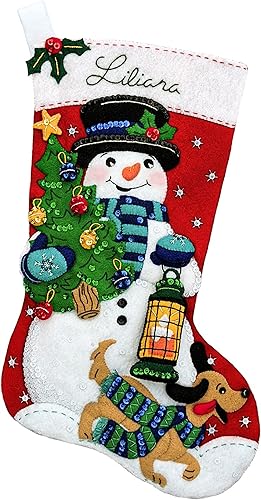 Kit clásico de calcetines navideños de fieltro de 18 pulgadas, bricolaje, lentejuelas, cuentas, adornos. Todos los componentes incluidos para hacer