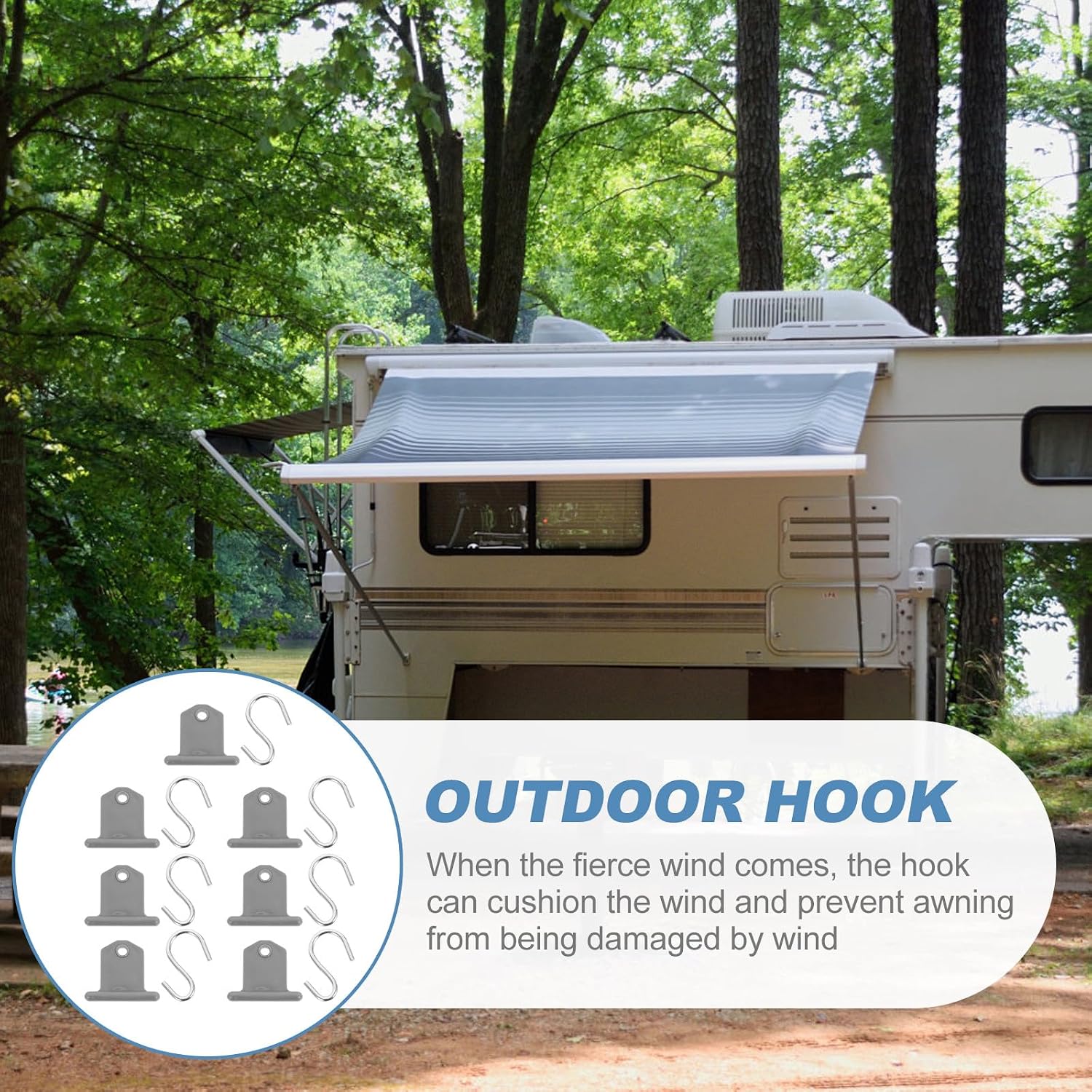 YARNOW 7pcs Rv Awning Hooks Pp Material Portable Awning Hanger Set for Outdoor Camping and Motorhome Accessories