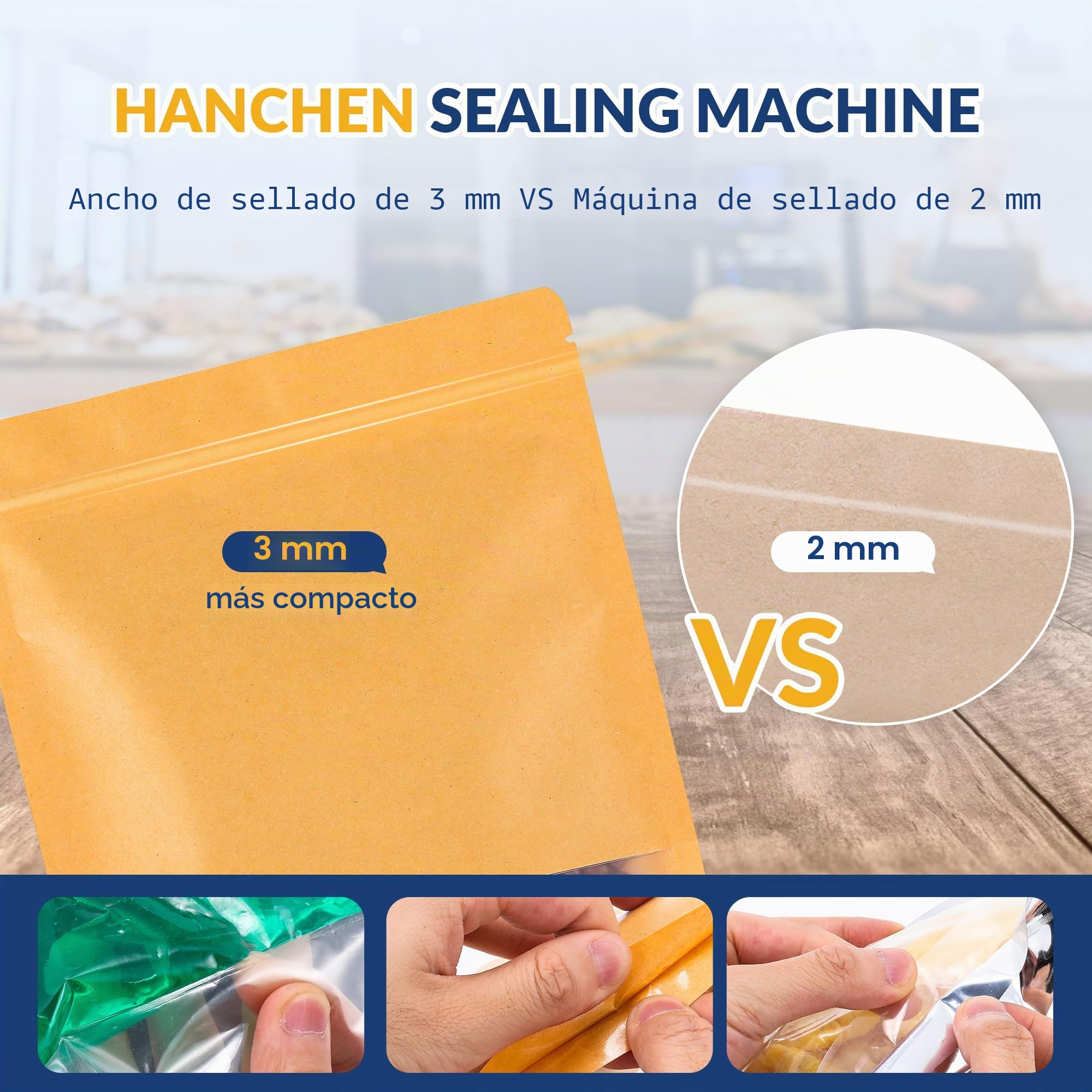 Hanchen Impulse Máquina de Sellado en Caliente 400 mm (15,7 Pulgadas) - Sellador Térmico Portátil y Manual Para Alimentos