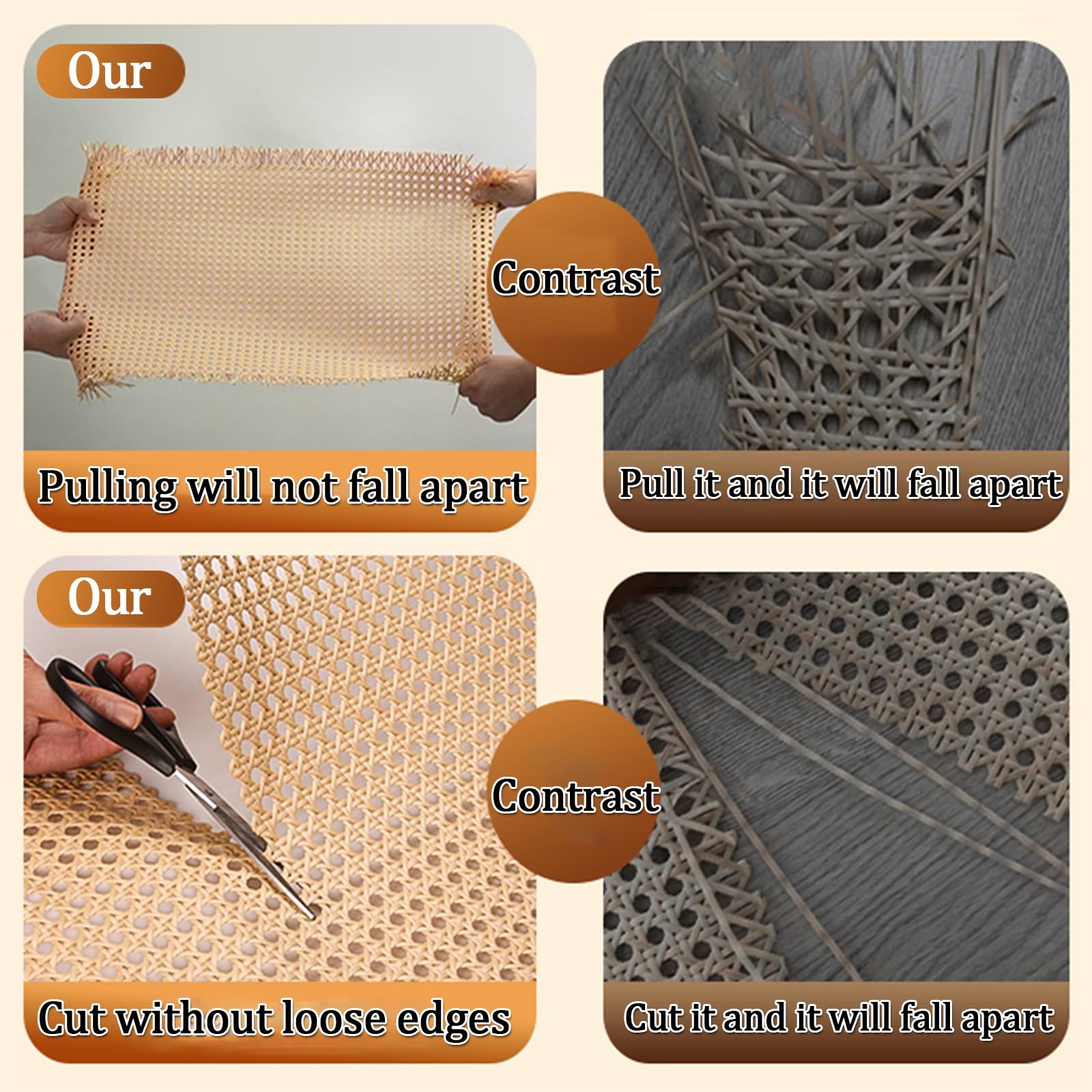 Rattan Rotolo Naturale Paglia di Vienna al Metro Paglia di Vienna per Sedie Rattan Rotolo Impermeabile 50x100cm Rotolo di Canna per Artigianato Fai-da-Te Armadio Sedia Mobili(Brown,60x100cm)