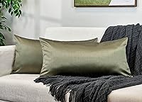 Vista 67 de Aiking Home - Funda de almohada decorativa rectangular de seda sintética de 12 x 18 pulgadas, cierre de cremallera, color aguamarina (juego de 2)