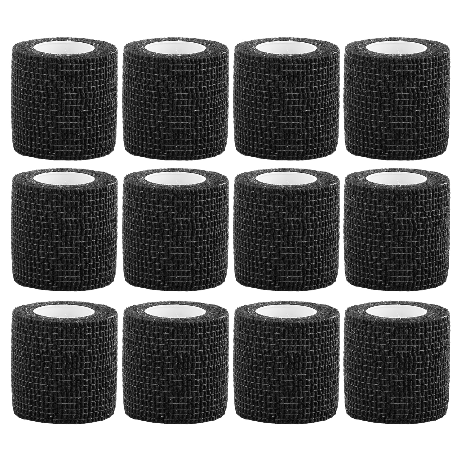 ASelected 12 Rolls Cohesive Bandage 2 Inch,5 Yards,5M Self Adherent Sport Wrap Tape,Breathable Athletic Tape,Bandage Tape for Wrist Ankle Sprain Swelling Breathable Elastic Pet Bandage Grip Black