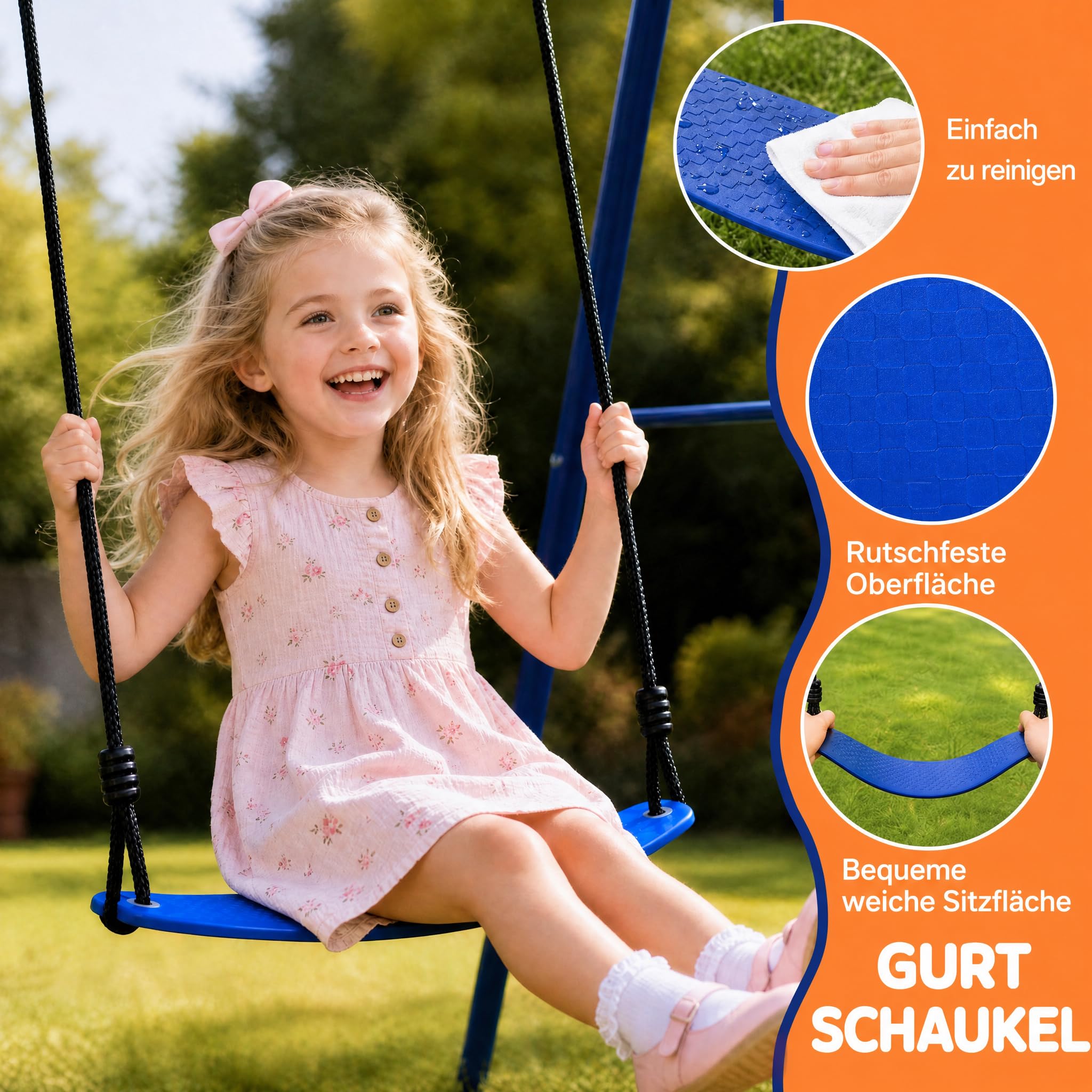 hotsizz Schaukelgestell Outdoor mit Rutsche Kinderschaukel und Nestschaukel, Max Tragfähigkeit 200 kg,247×220×179 cm geeignet für Kinder und Erwachsene sowie für den Einsatz in Garten Hof und Park
