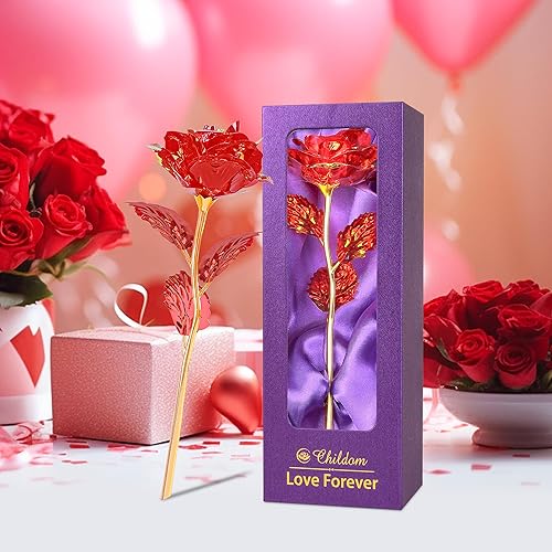 Miniatura 4 de Regalos de flores de rosas rojas coloridas para ella, regalos de San Valentín, regalo de flores de rosas de arco iris con caja de regalo. Gran idea