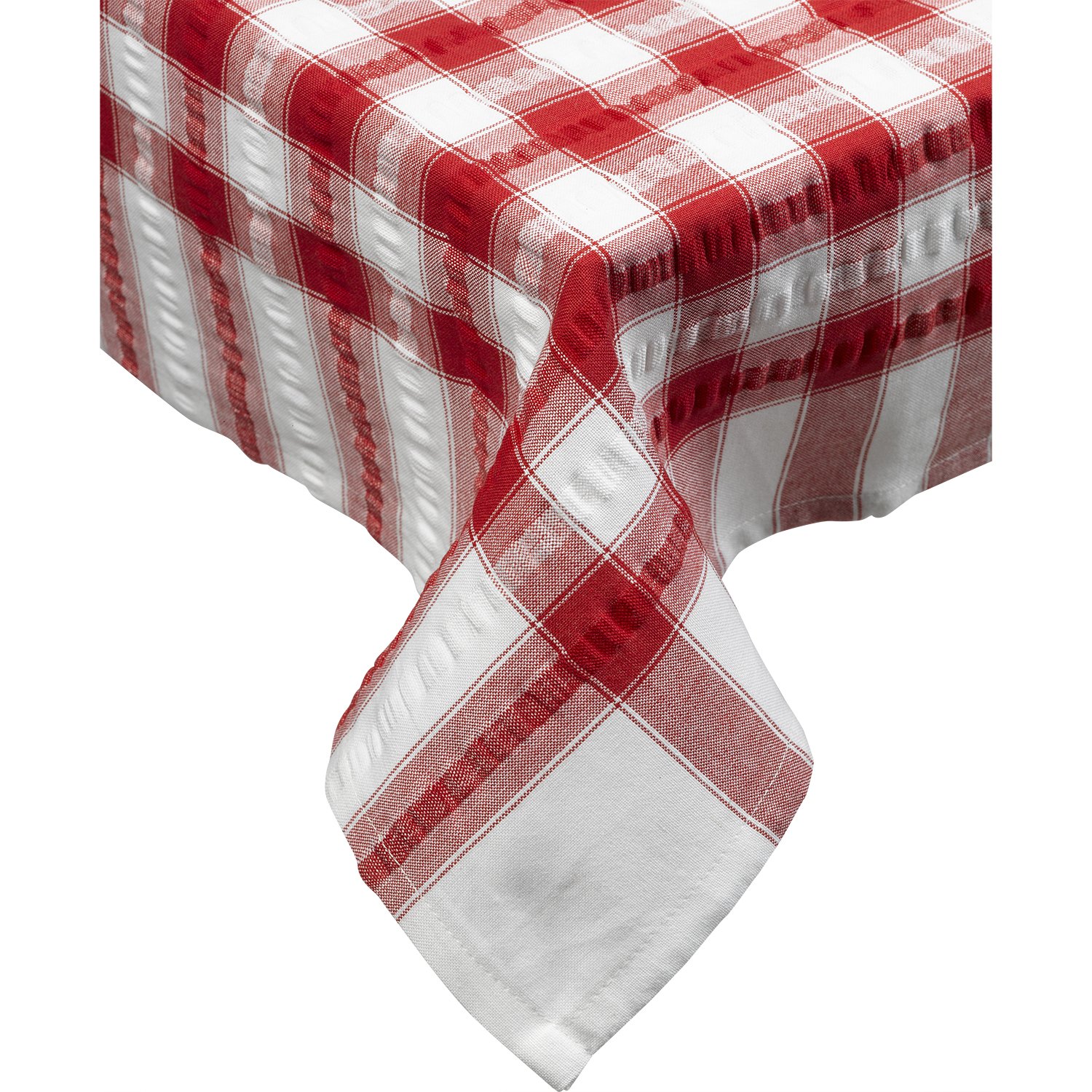 Downview's Red Seersucker Check Cotton Tablecloth 50 X 90