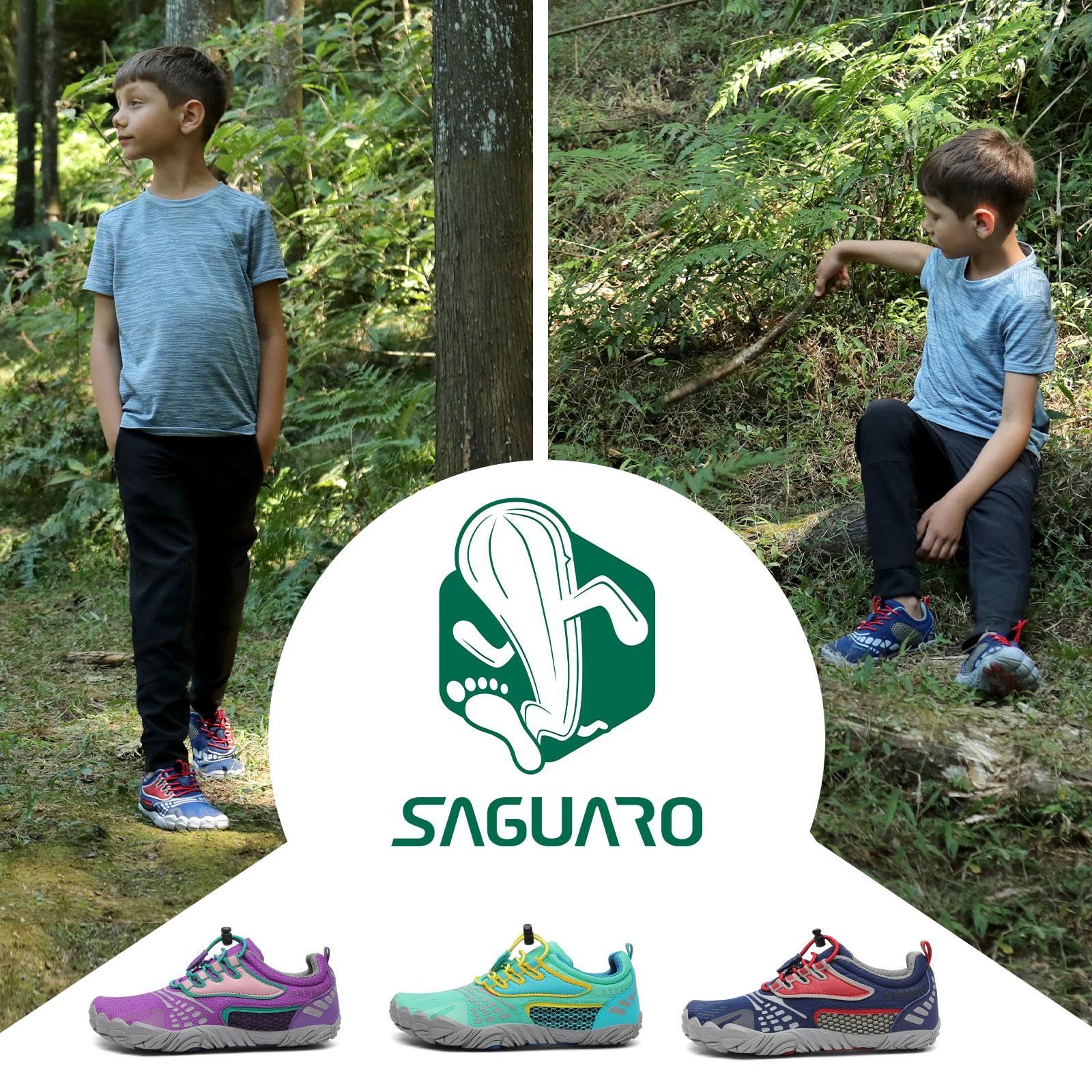 SAGUARO Chaussures de Trail Running Enfants Chaussures Minimalistes Antidérapantes Respirantes pour Garçons et Filles
