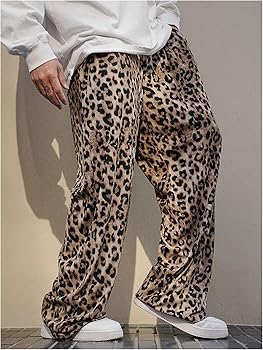 BEAUDRM Men's Leopard Cheetah Pants Drawstring Elastic Waist