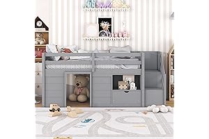 Affordable Twin Size Low Loft Bed with Playhouse Loft Bed Frame