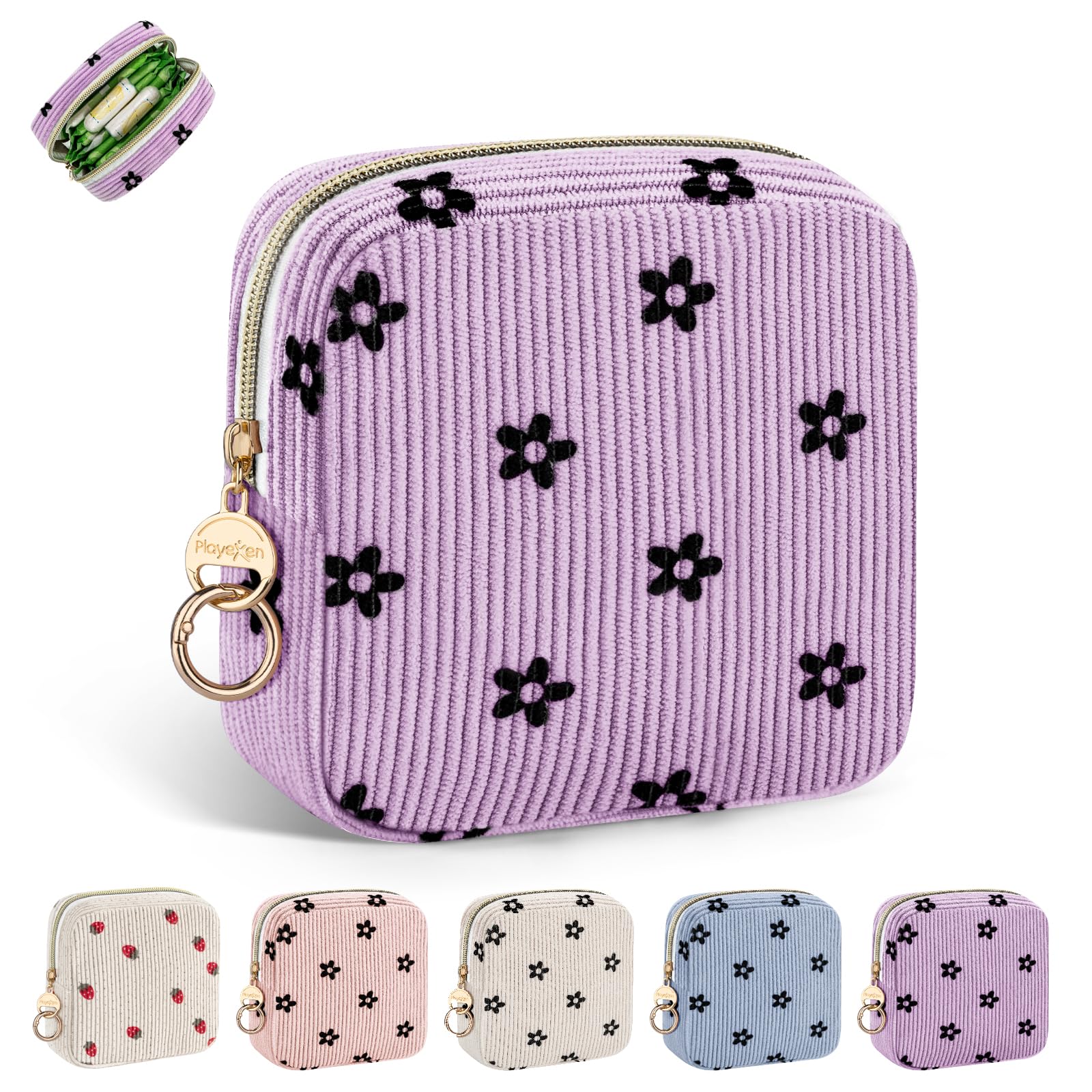 2 Piezas Neceser Compresas Pequeño Bolso de Almacenamiento Neceser para Compresas Algodon Tampones Bolsa Menstrual con Cremallera de Servilletas Sanitarias Bolsas Regalo para Adolescentes Niñas Mujer — view 20