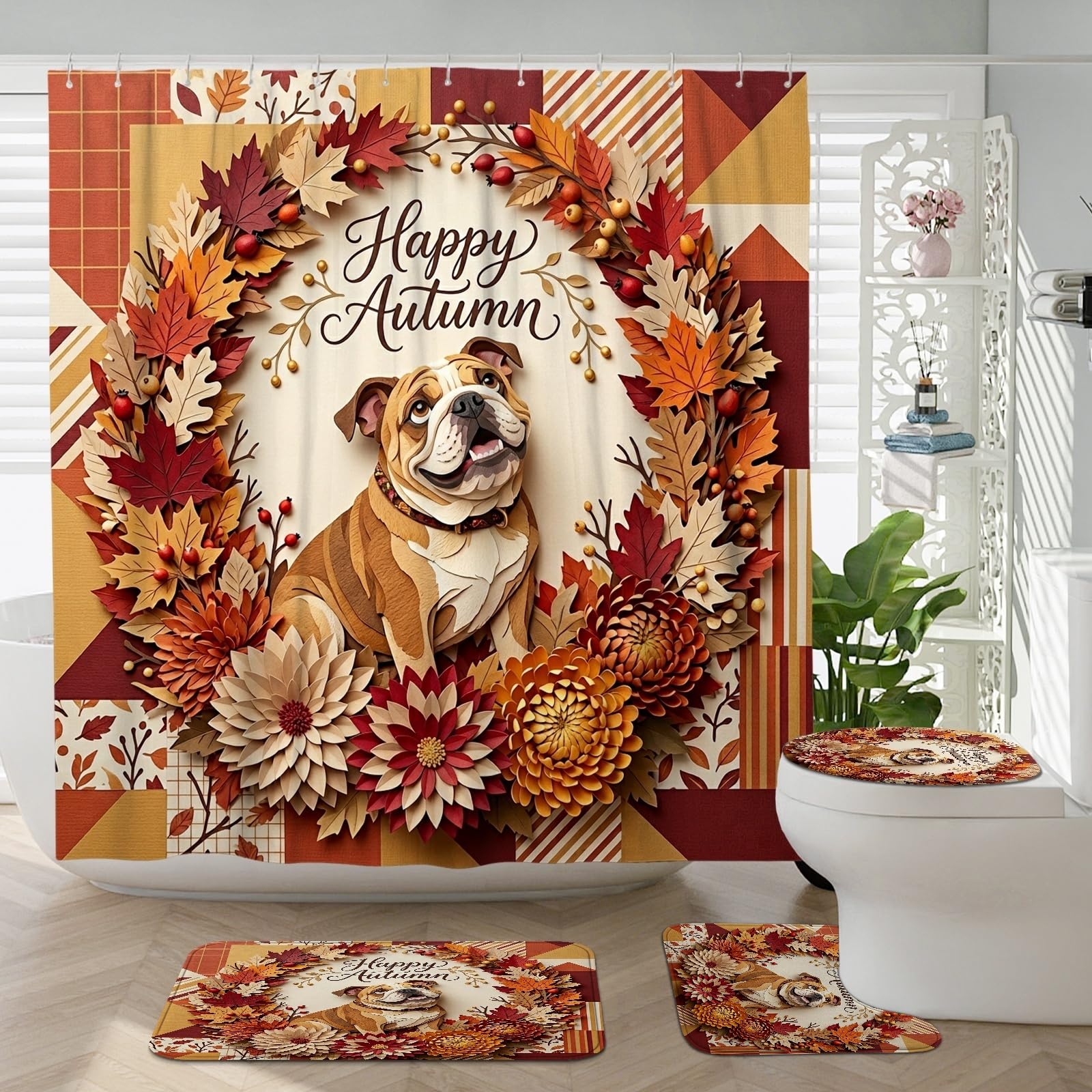Tapis de bain bouledogue antidérapant et ensemble WC pour un sol sécurisé