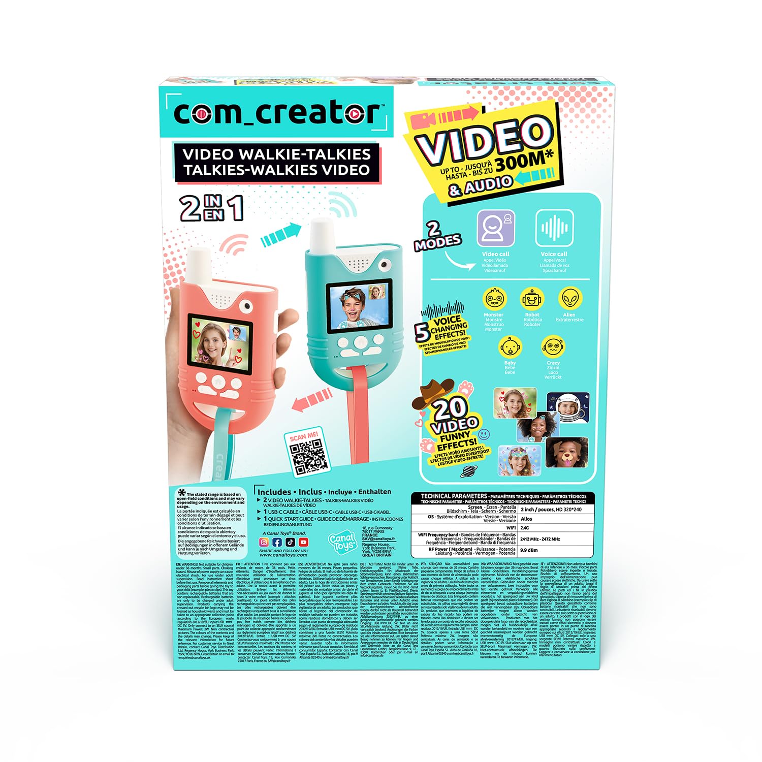 Canal Toys Kit Talkies-Walkies 2 en 1 Vidéo Enfant 300M 20 Effets 5 Voix INF 042