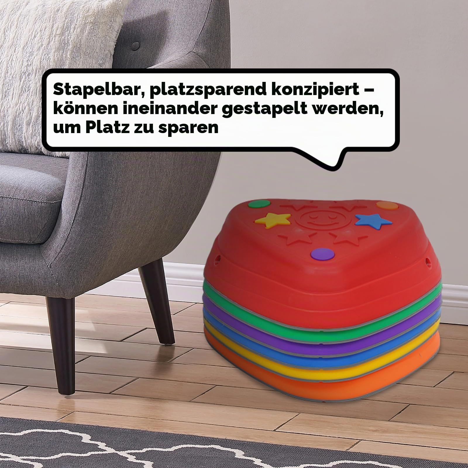 Balanciersteine für Kinder zur Förderung von Balance, Motorik & Koordination,6 PCS Rutschfeste Balanciersteine für Innen- und Außenbereiche, für Schulen, Kitas & Therapiezentren