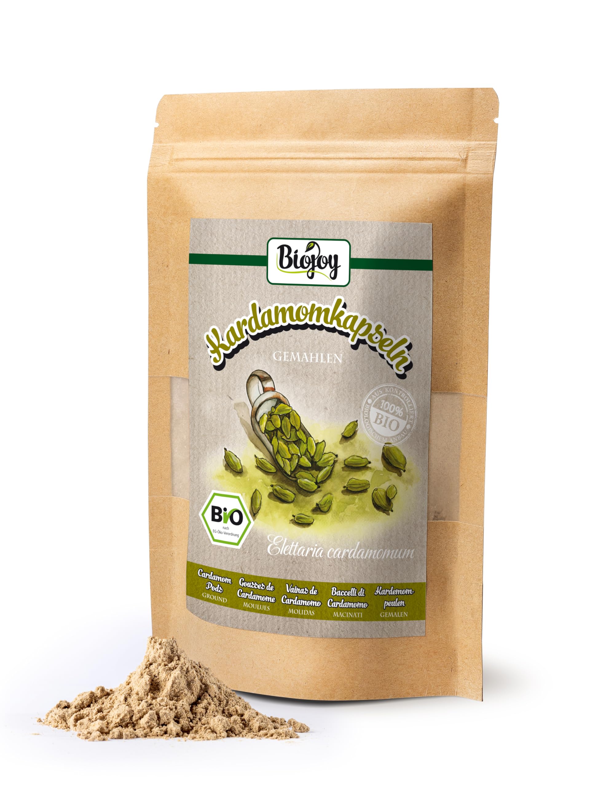 Biojoy Cardamomo molido BÍO 250 g Polvo de Elettaria cardamomum