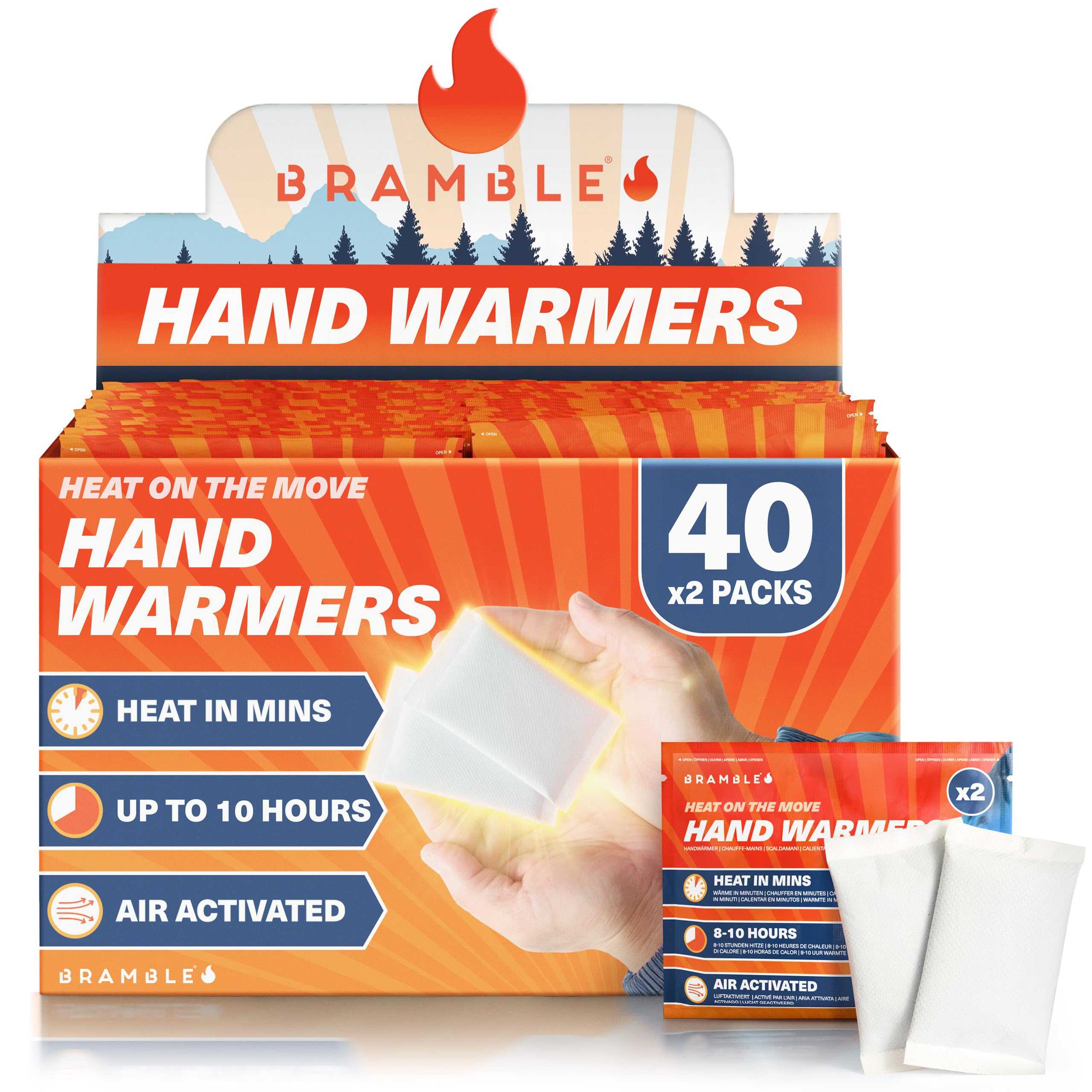 Bramble - Hand Warmers Disposable – Pocket Glove Warmers for Hiking, Outdoor Activities, Golf, Skiing, Football Spectating – 8 Hours of Heat