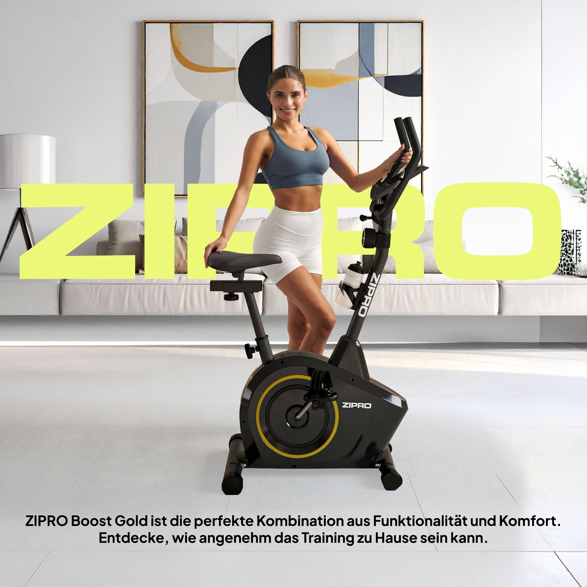 Zipro Heimtrainer Fahrrad Boost, Ergometer Fitnessbikes, Magnetisches Fahrradtrainer, Ergometer Fahrrad bis 120kg, Indoor Bike, Trainingsfahrrad für zuhause, Fahrradergometer Batteriebetrieben