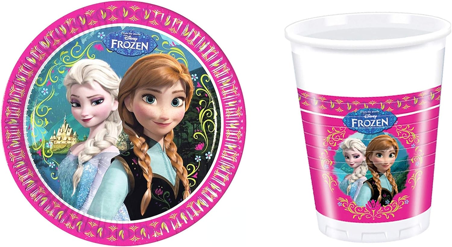 Disney Frozen 4 Piece Party Set Elsa & Anna 200 ml Plastic Cups & 23
