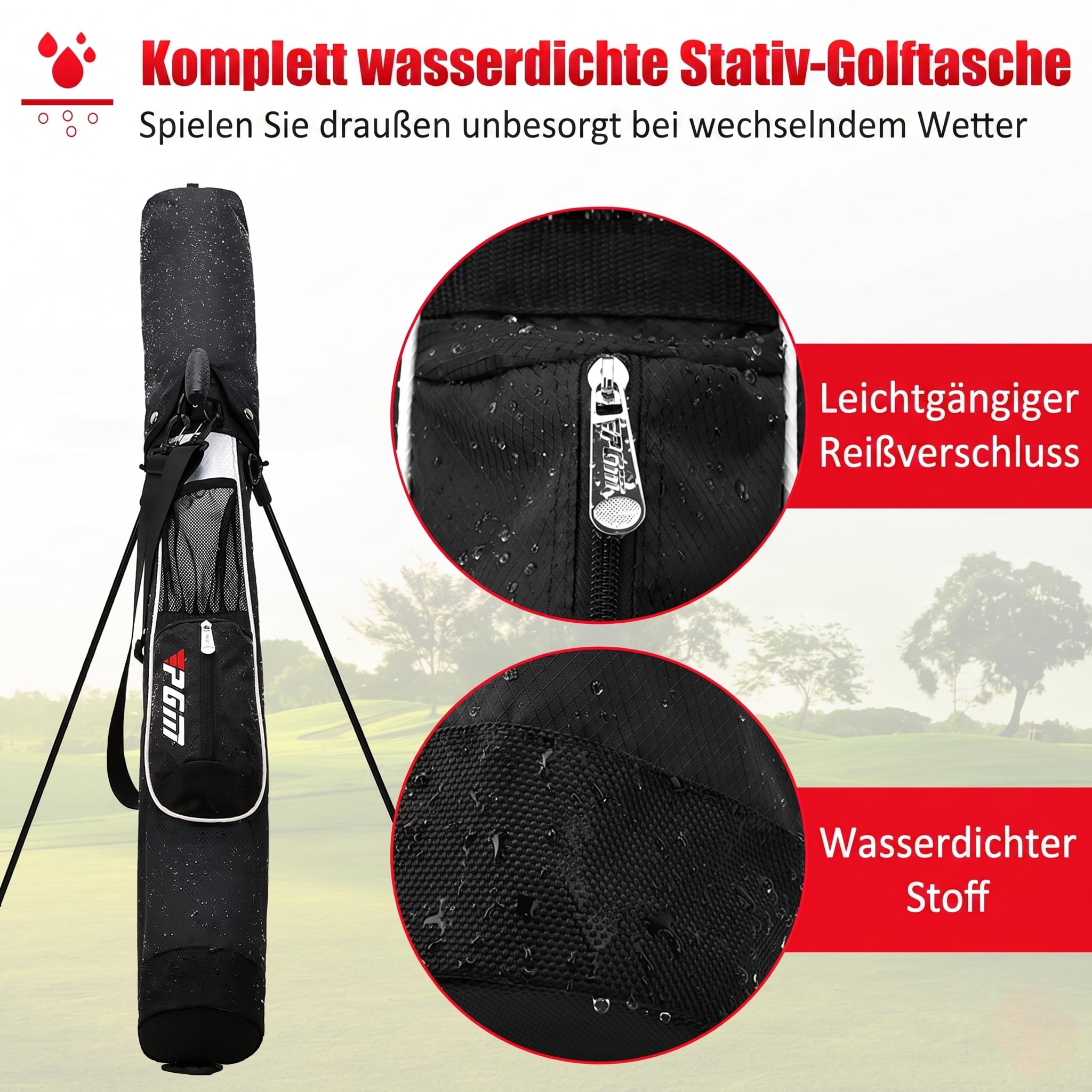 PGM Golf Bags - Lightweight PGM Golf Bag with Strap and Stand – Easy to Carry and Durable Pitch Putt Golf Bag – Golf Stand Bag for The Driving Range, Par 3 and Executive Courses – Golf Gun Bag 2.0