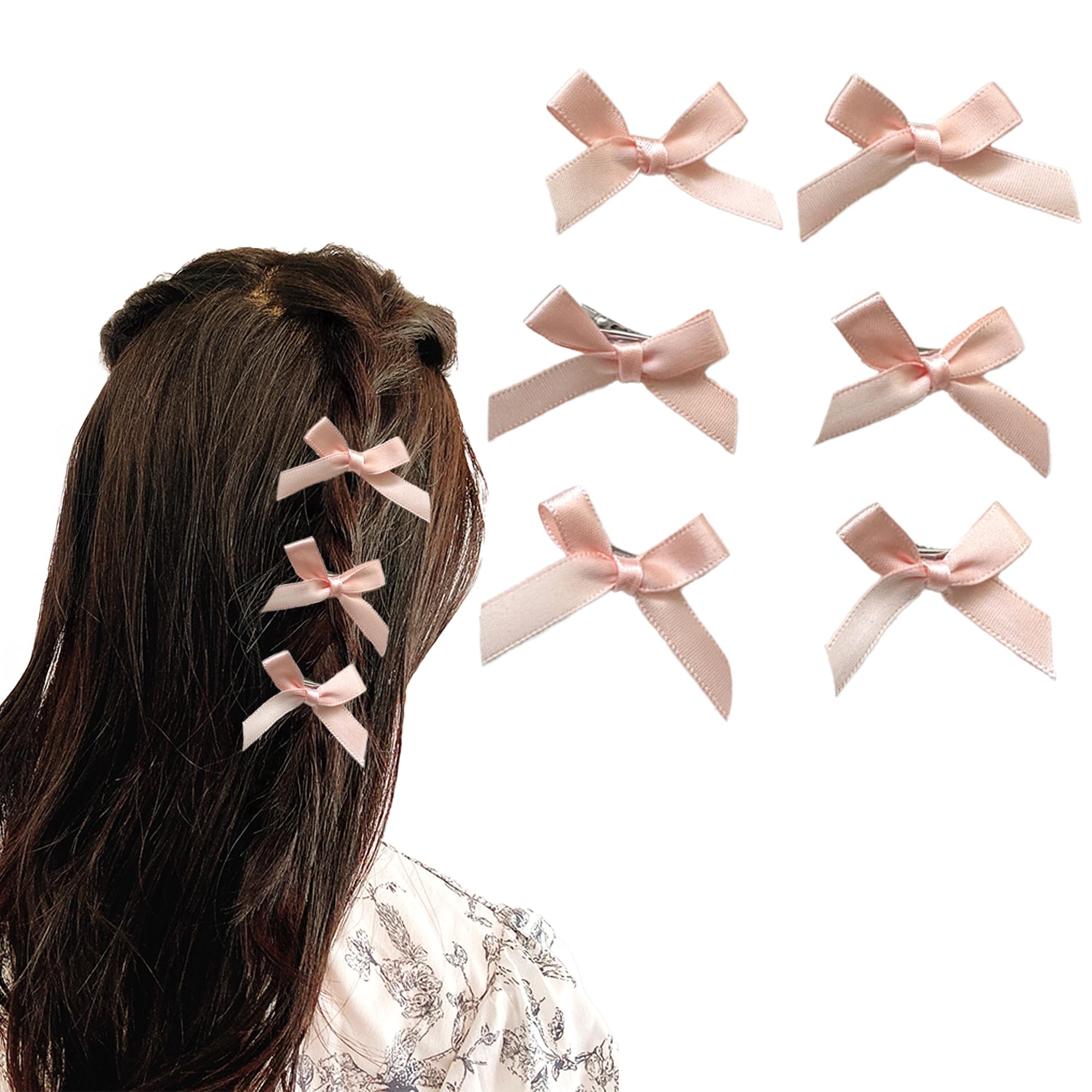 Amazon | ミニリボンクリップ 6個セット オレンジ ヘアクリップ [並行