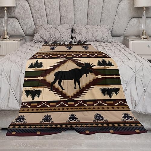 Miniatura 7 de Manta retro de franela con alces y ciervos, estilo campestre vintage, estilo rústico, montaña, granja, manta para sofá, silla y cama, 30 x 40