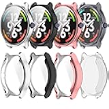Screen Protector Cover Compatible with HayLou Solar Lite Smart Watch Case, All-Around Protective Bumper Shell Cover for HayLou Solar Lite (R001) Accessories (4-Pack)