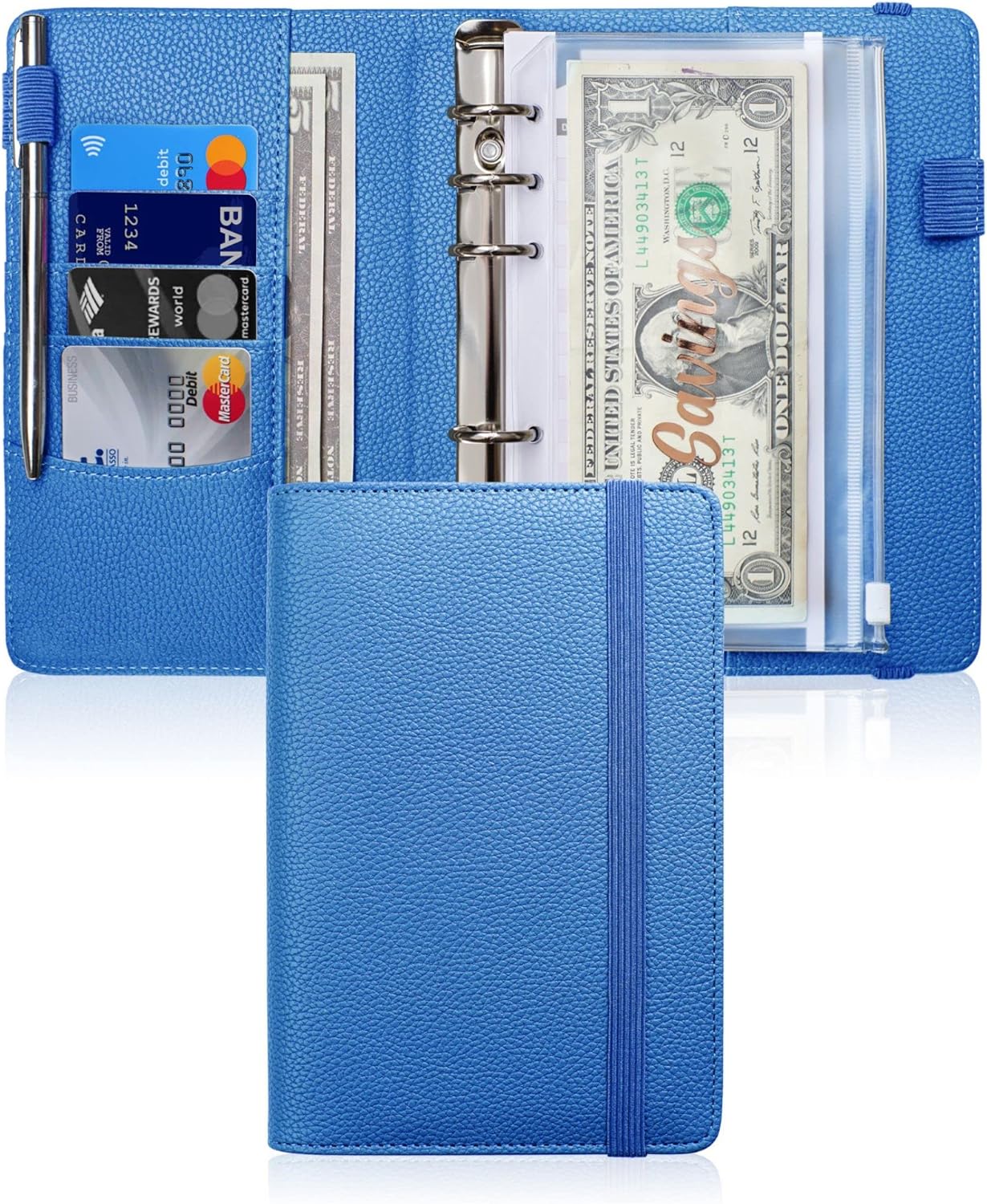 A6 Budget Binder with 10 Cash Envelopes, PU Leather Money Binder Organizer for Cash